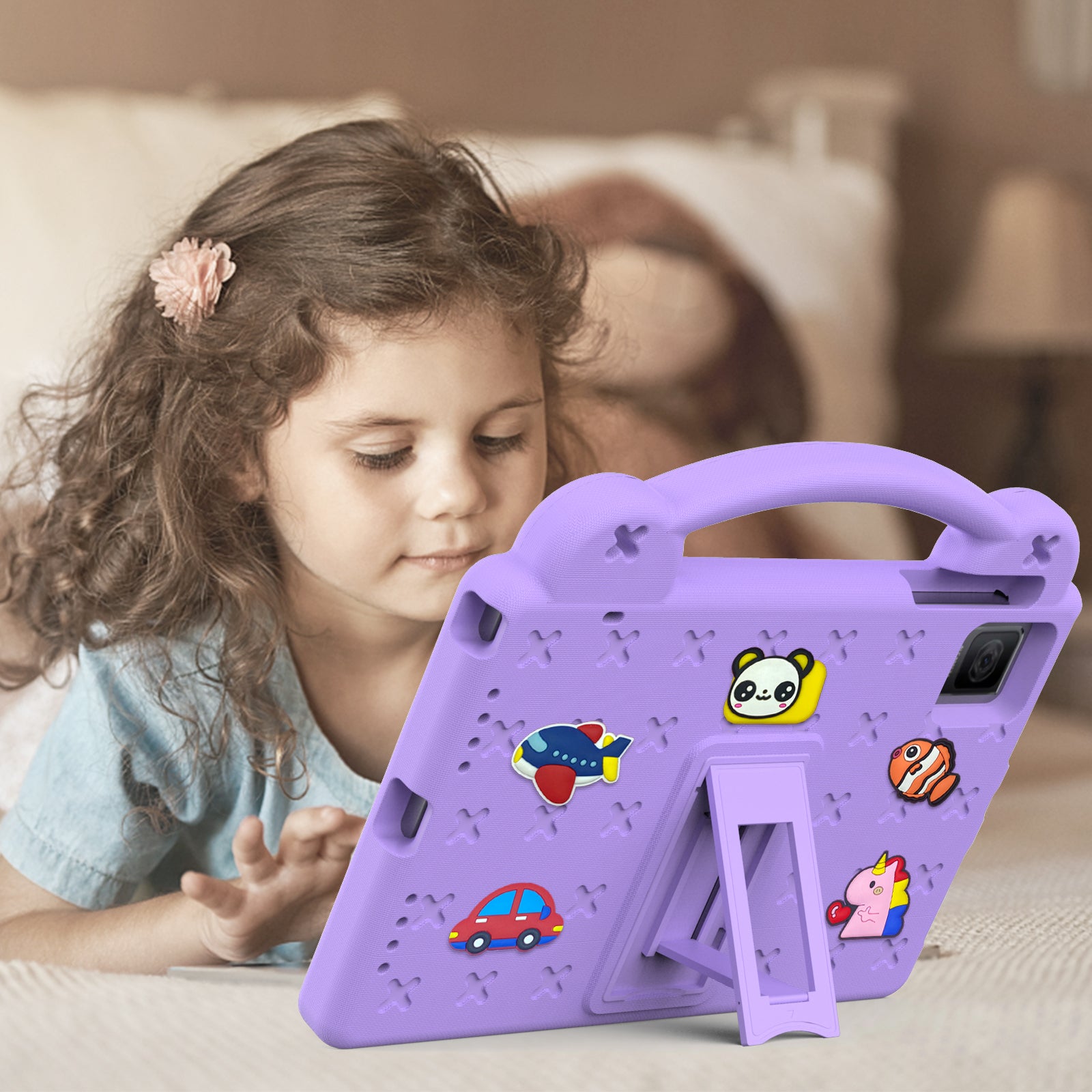 For TCL Tab 10 Gen 2 / T-Mobile REVVL Tab Case EVA Cute Patterns Tablet Cover with Kickstand and Handle
