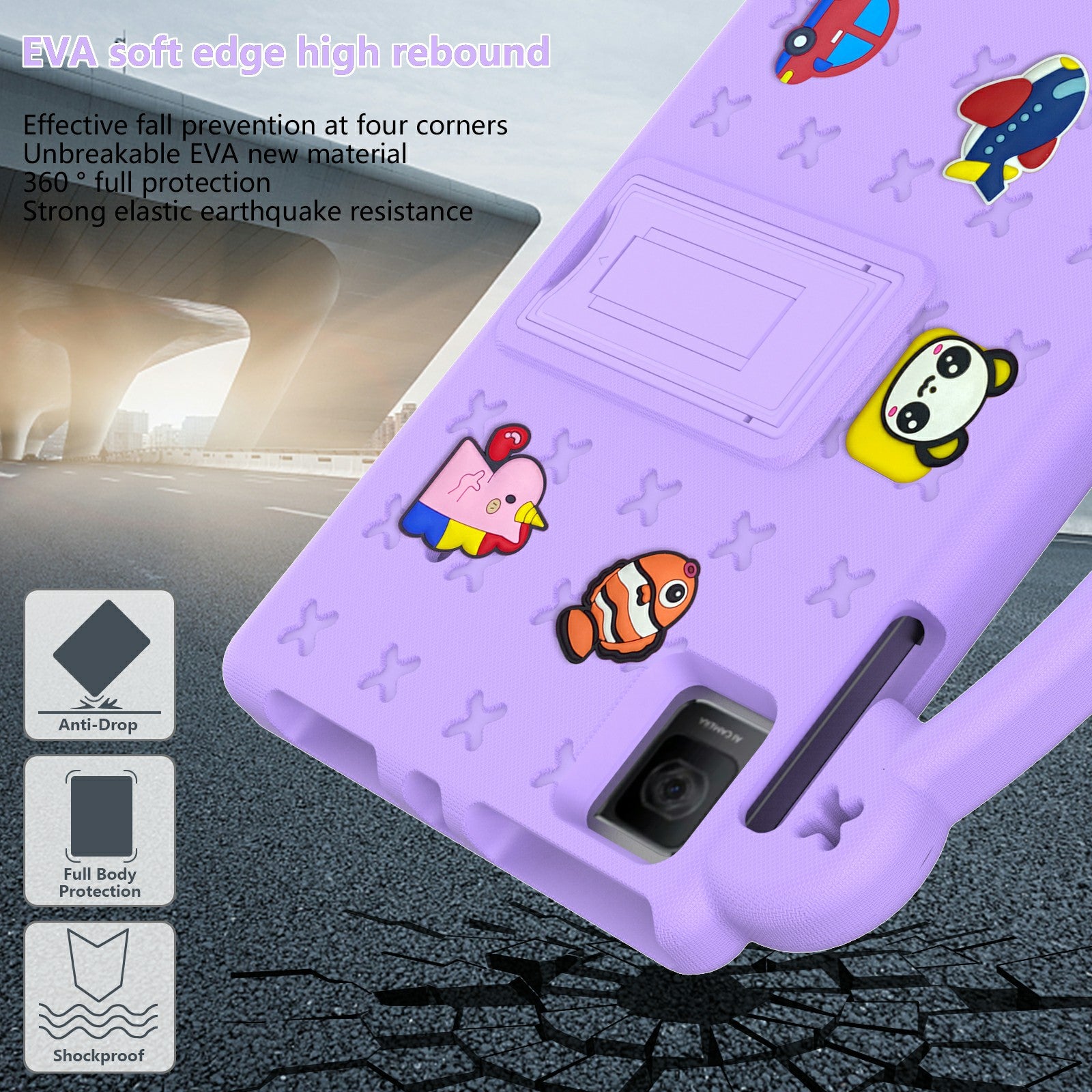 For TCL Tab 10 Gen 2 / T-Mobile REVVL Tab Case EVA Cute Patterns Tablet Cover with Kickstand and Handle