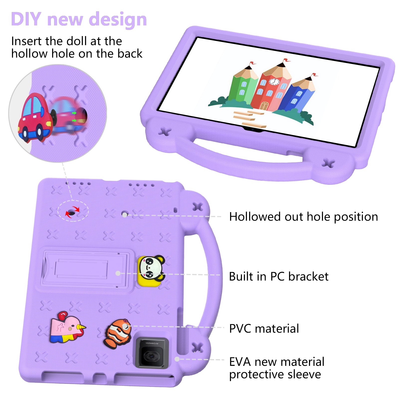 For TCL Tab 10 Gen 2 / T-Mobile REVVL Tab Case EVA Cute Patterns Tablet Cover with Kickstand and Handle