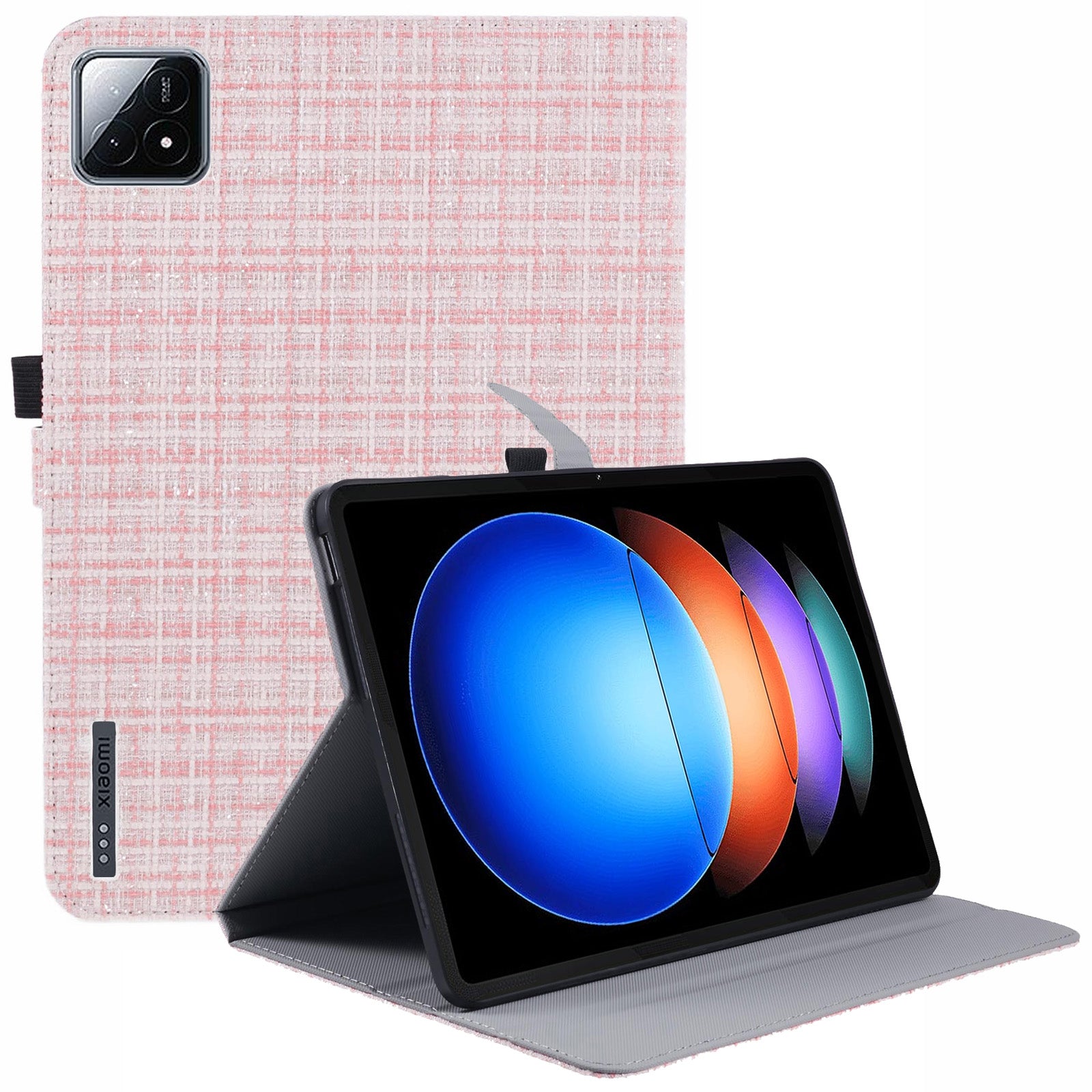 For Xiaomi Pad 6S Pro 12.4 Woven Pattern Tablet Case PU Leather Flip Stand Cover