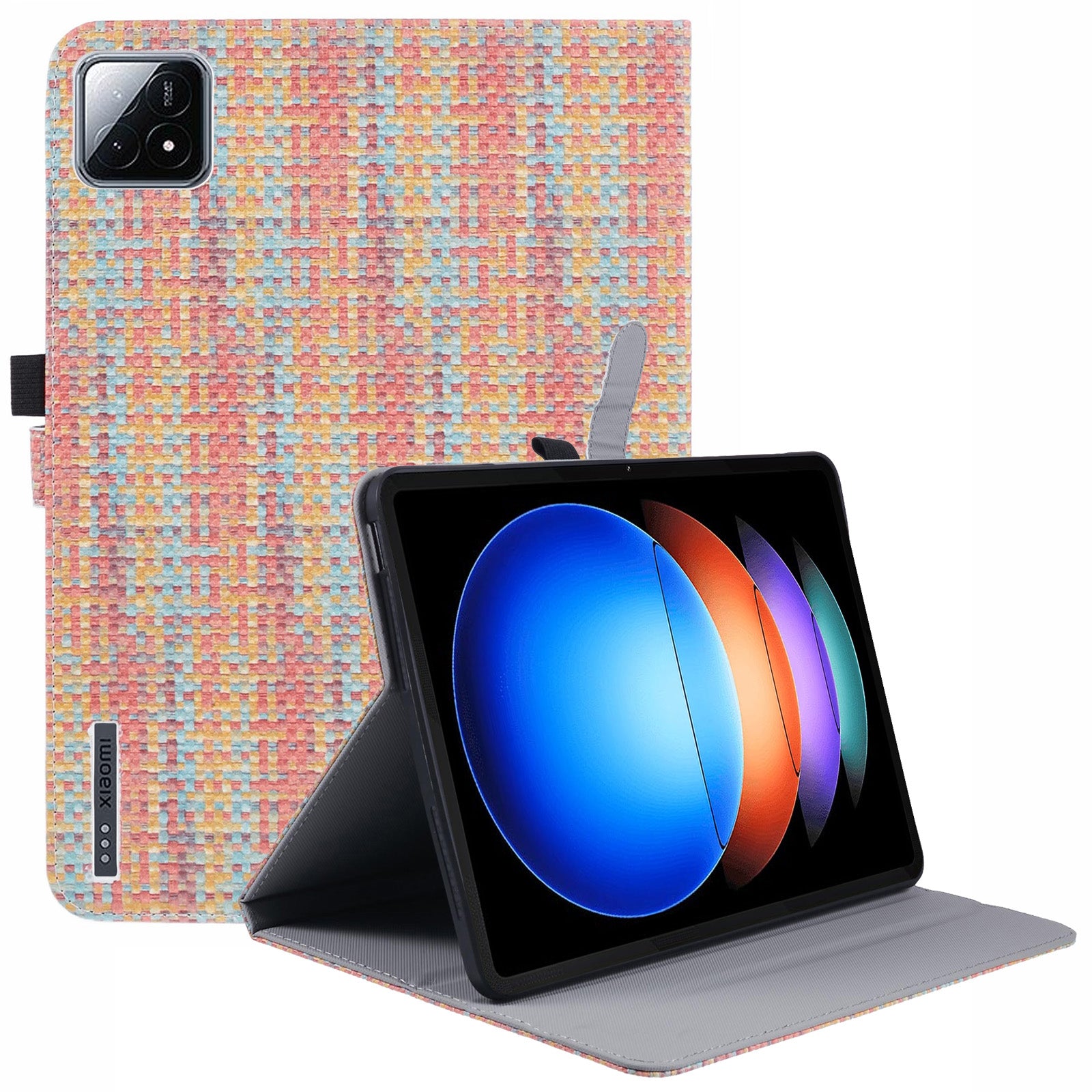 For Xiaomi Pad 6S Pro 12.4 Woven Pattern Tablet Case PU Leather Flip Stand Cover