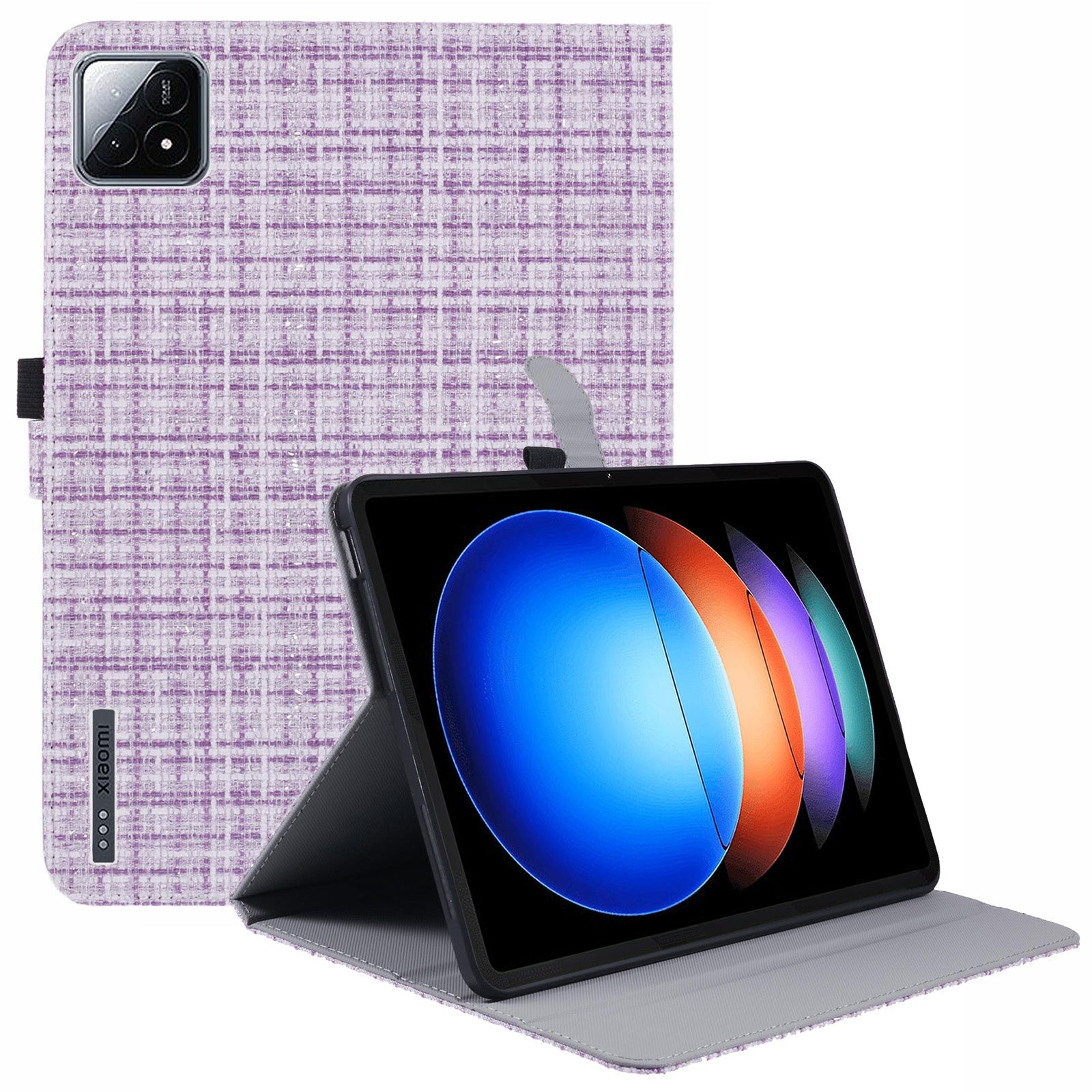 For Xiaomi Pad 6S Pro 12.4 Woven Pattern Tablet Case PU Leather Flip Stand Cover