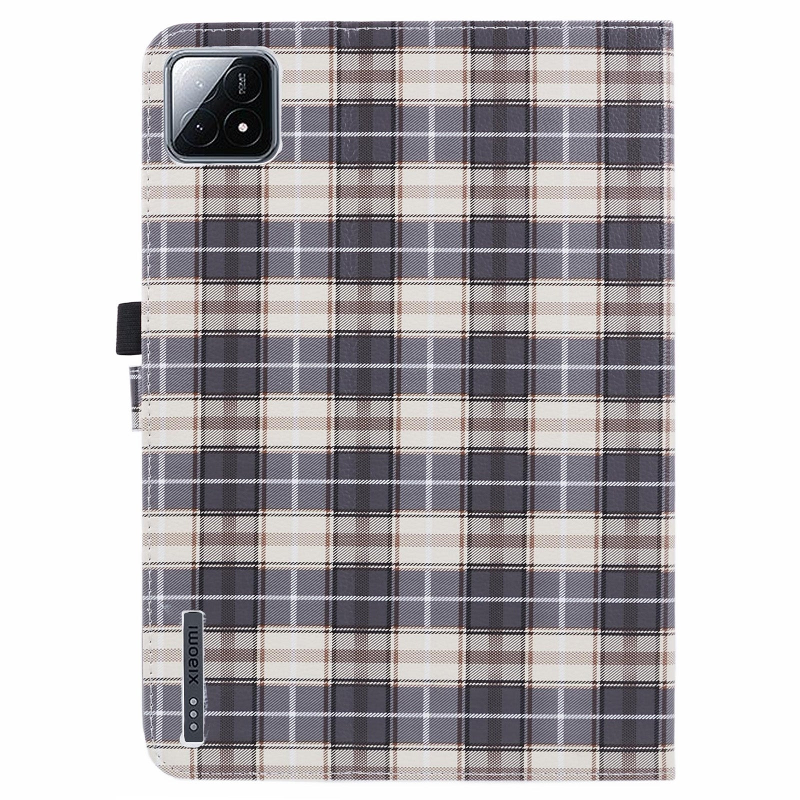 For Xiaomi Pad 6S Pro 12.4 Case Grid Pattern Stand PU Leather Tablet Cover