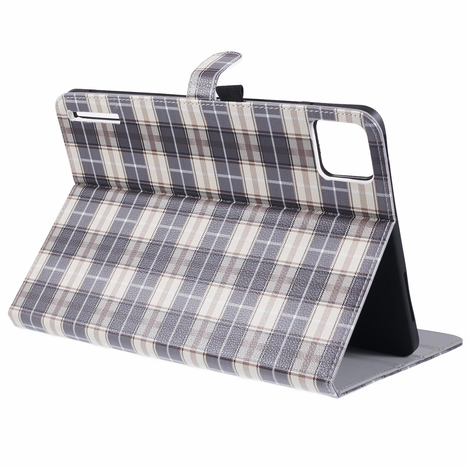 For Xiaomi Pad 6S Pro 12.4 Case Grid Pattern Stand PU Leather Tablet Cover