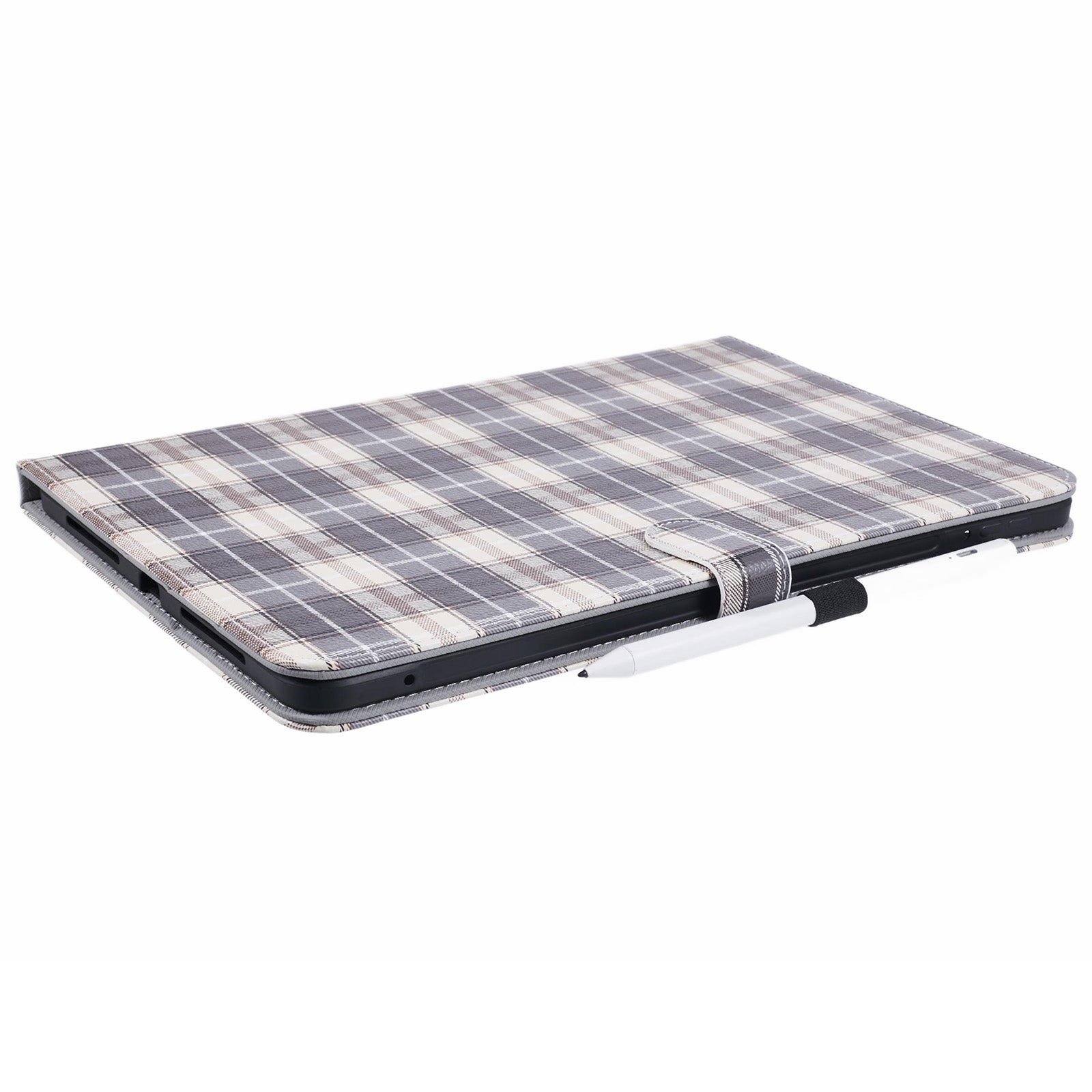 For Xiaomi Pad 6S Pro 12.4 Case Grid Pattern Stand PU Leather Tablet Cover