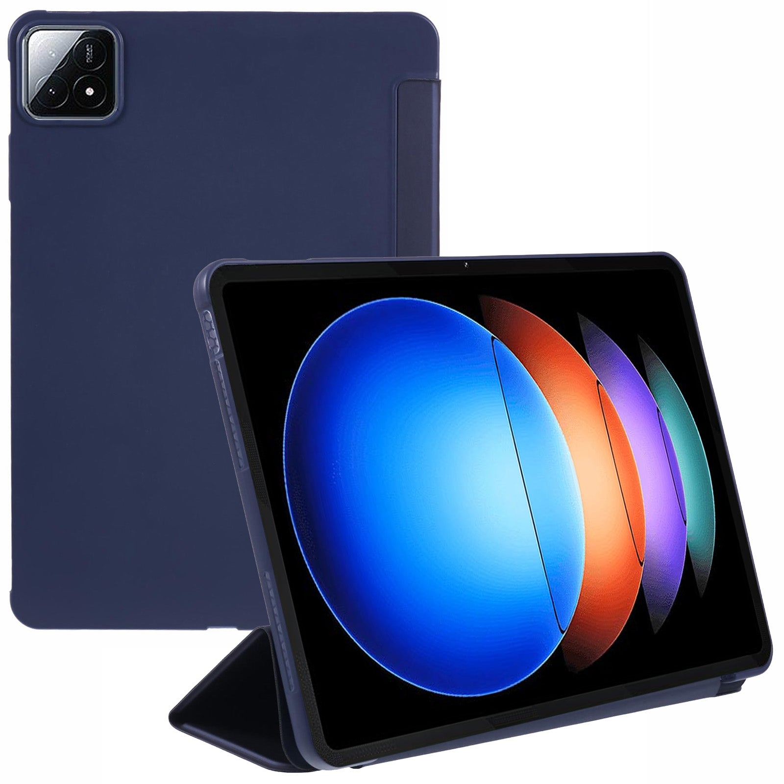 For Xiaomi Pad 6S Pro 12.4 Case Tri-fold Stand Shell PU Leather+Silicone Tablet Cover