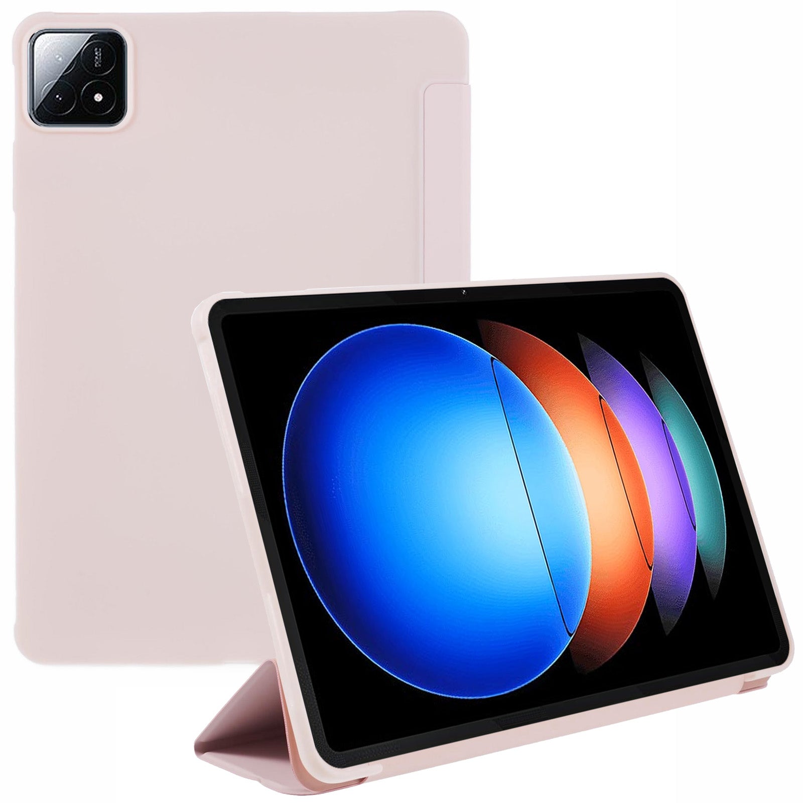 For Xiaomi Pad 6S Pro 12.4 Case Tri-fold Stand Shell PU Leather+Silicone Tablet Cover