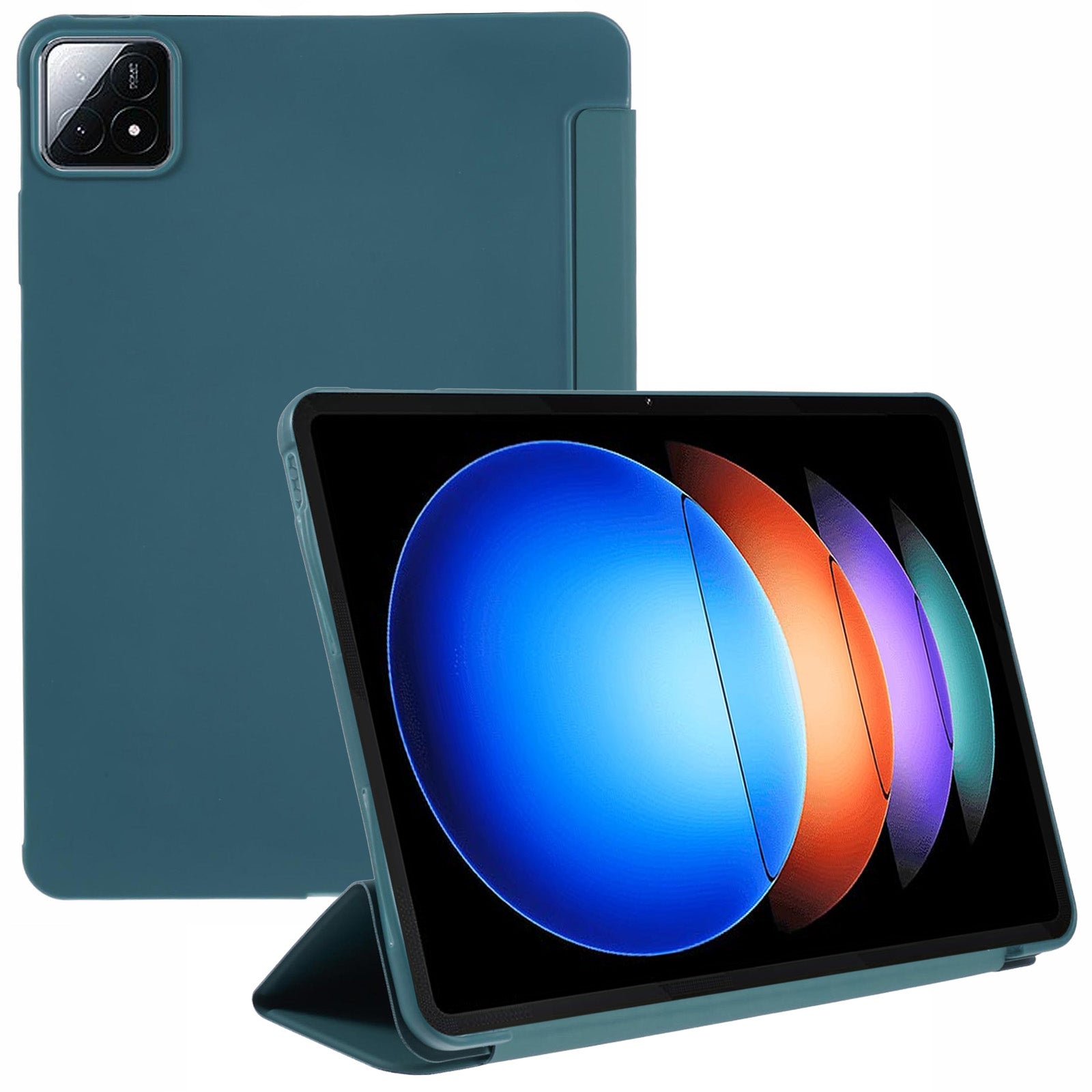 For Xiaomi Pad 6S Pro 12.4 Case Tri-fold Stand Shell PU Leather+Silicone Tablet Cover