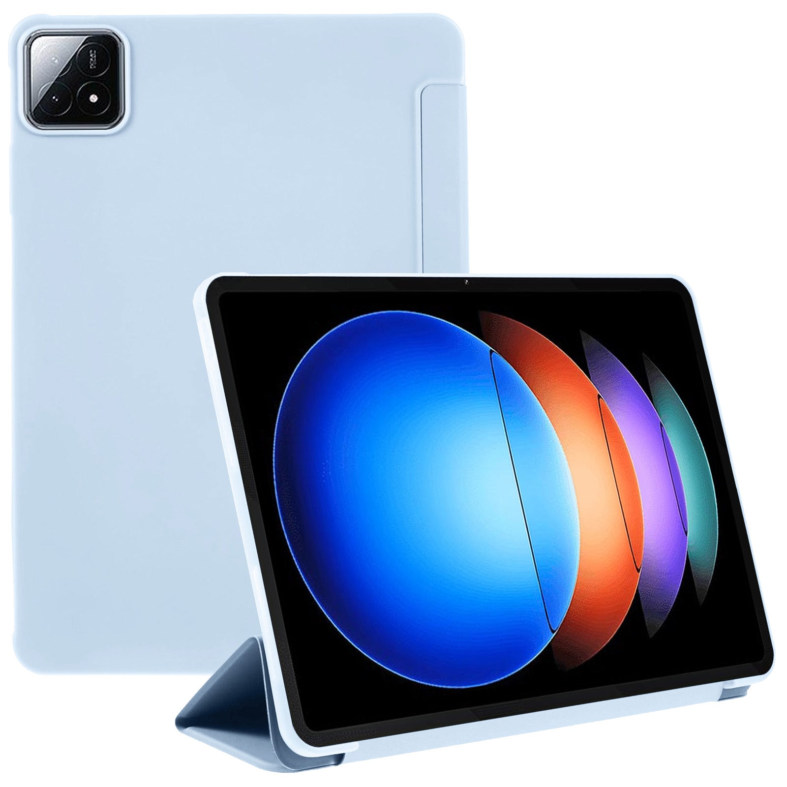 For Xiaomi Pad 6S Pro 12.4 Case Tri-fold Stand Shell PU Leather+Silicone Tablet Cover