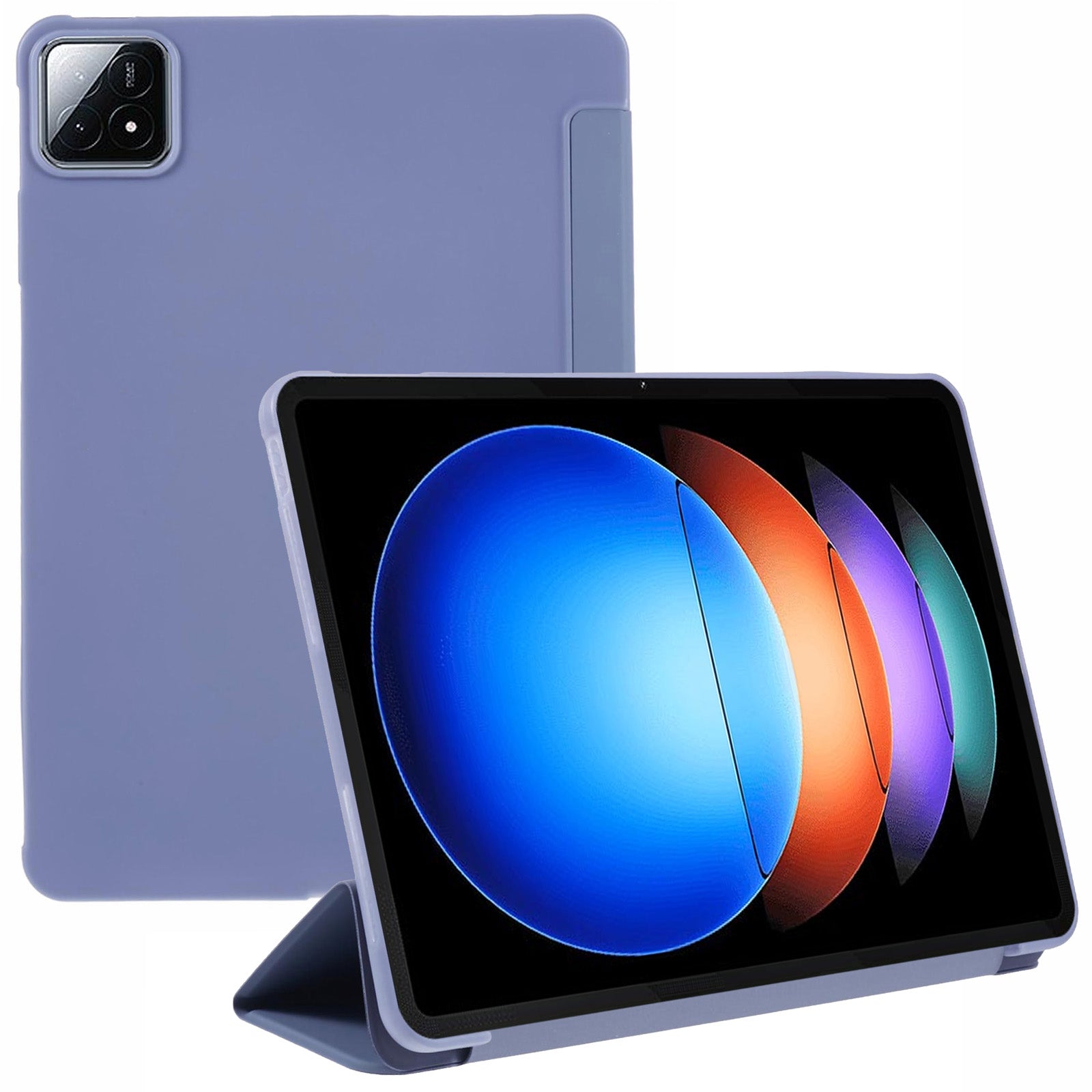 For Xiaomi Pad 6S Pro 12.4 Case Tri-fold Stand Shell PU Leather+Silicone Tablet Cover