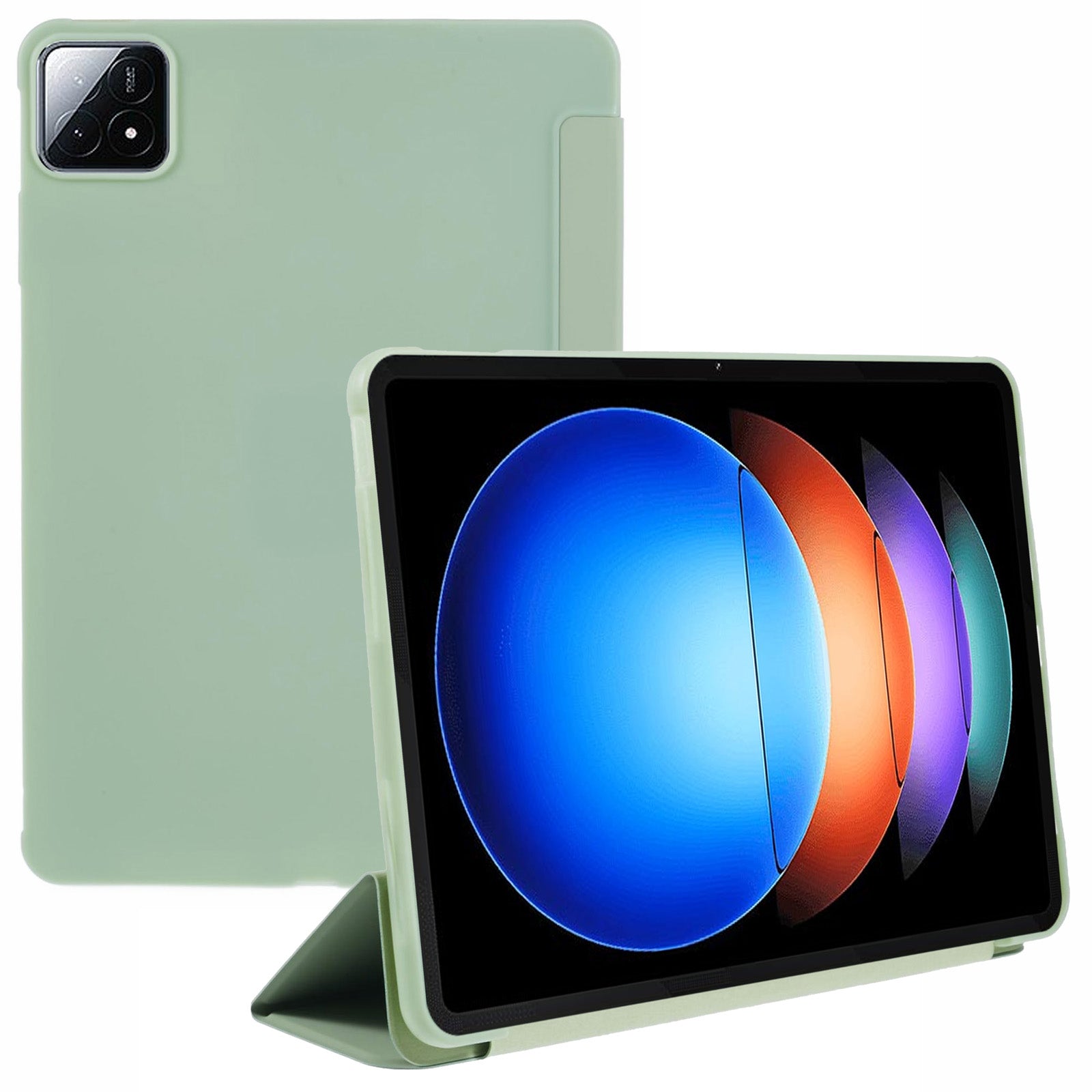 For Xiaomi Pad 6S Pro 12.4 Case Tri-fold Stand Shell PU Leather+Silicone Tablet Cover
