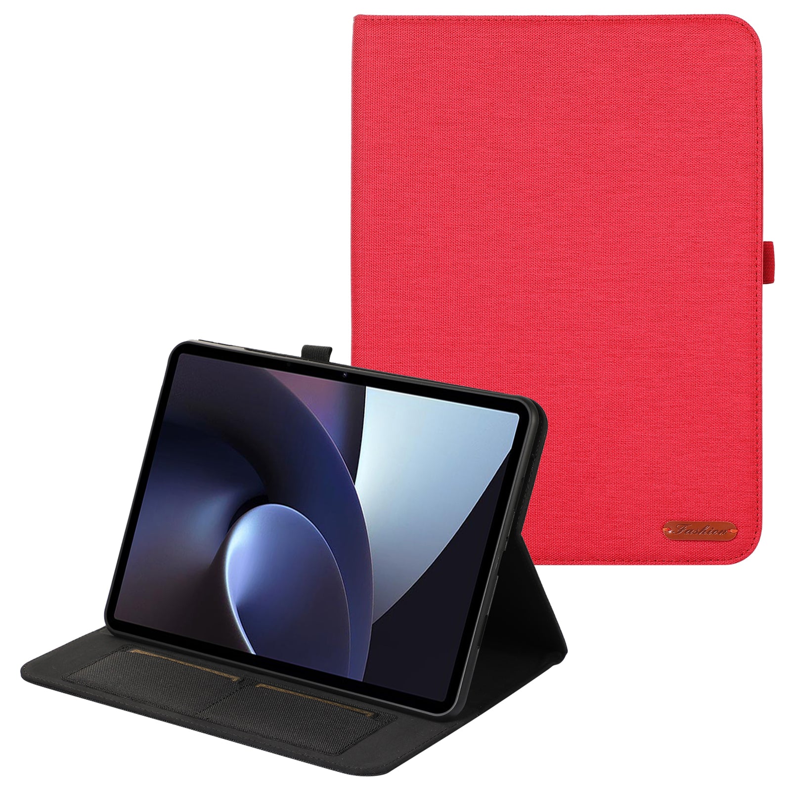 For Oppo Pad Neo Cloth Texture Leather Case Tablet Stand Cover with Card Holder