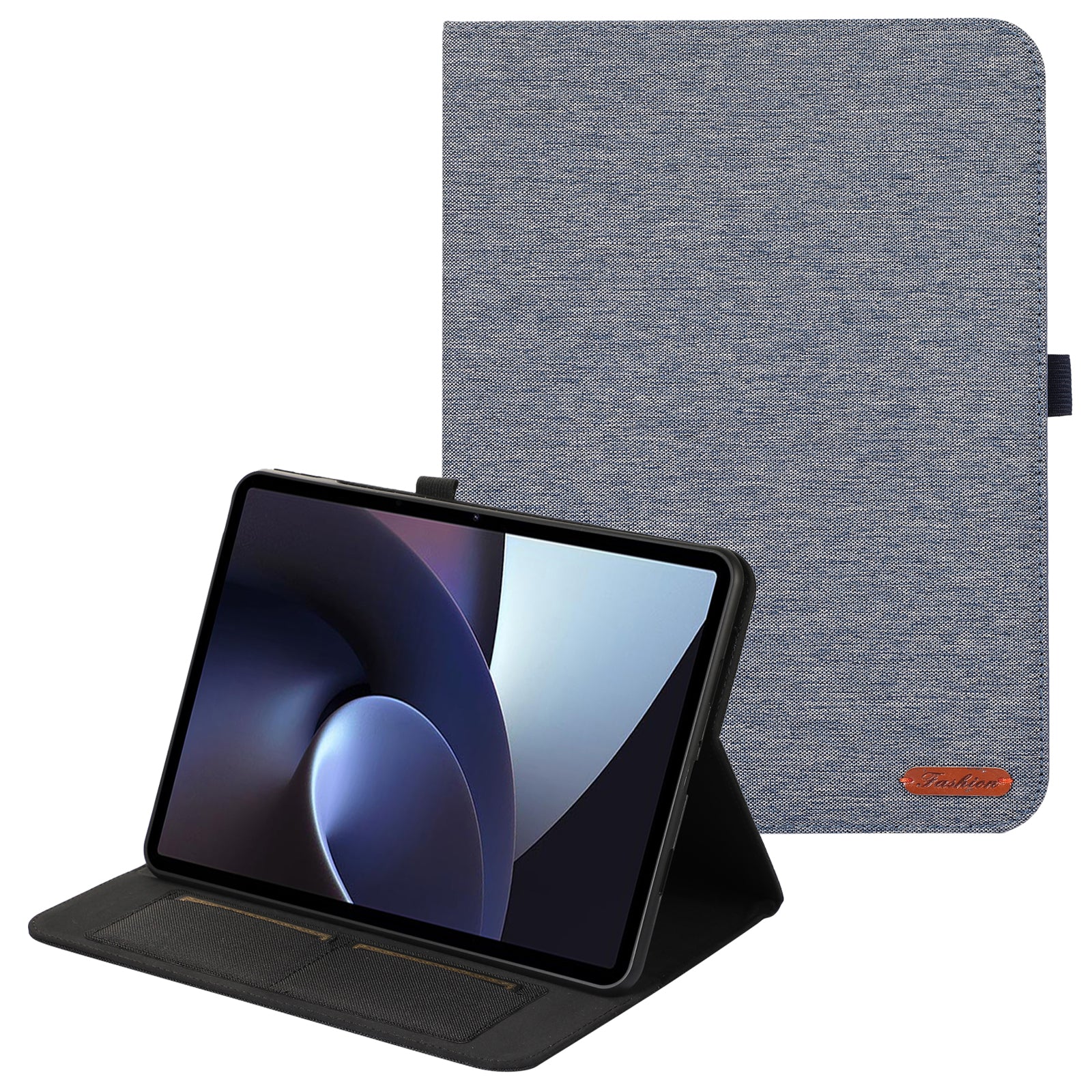 For Oppo Pad Neo Cloth Texture Leather Case Tablet Stand Cover with Card Holder