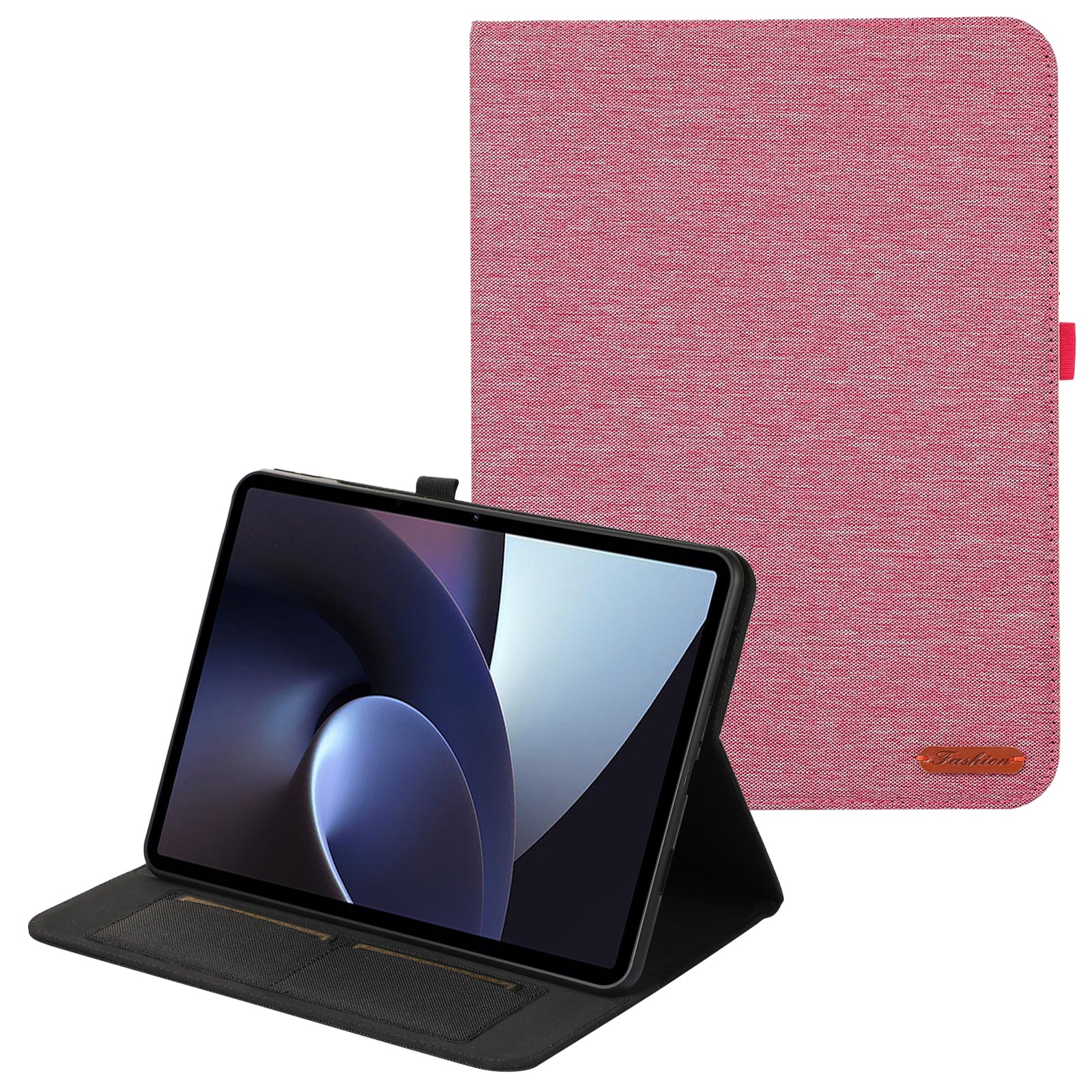 For Oppo Pad Neo Cloth Texture Leather Case Tablet Stand Cover with Card Holder