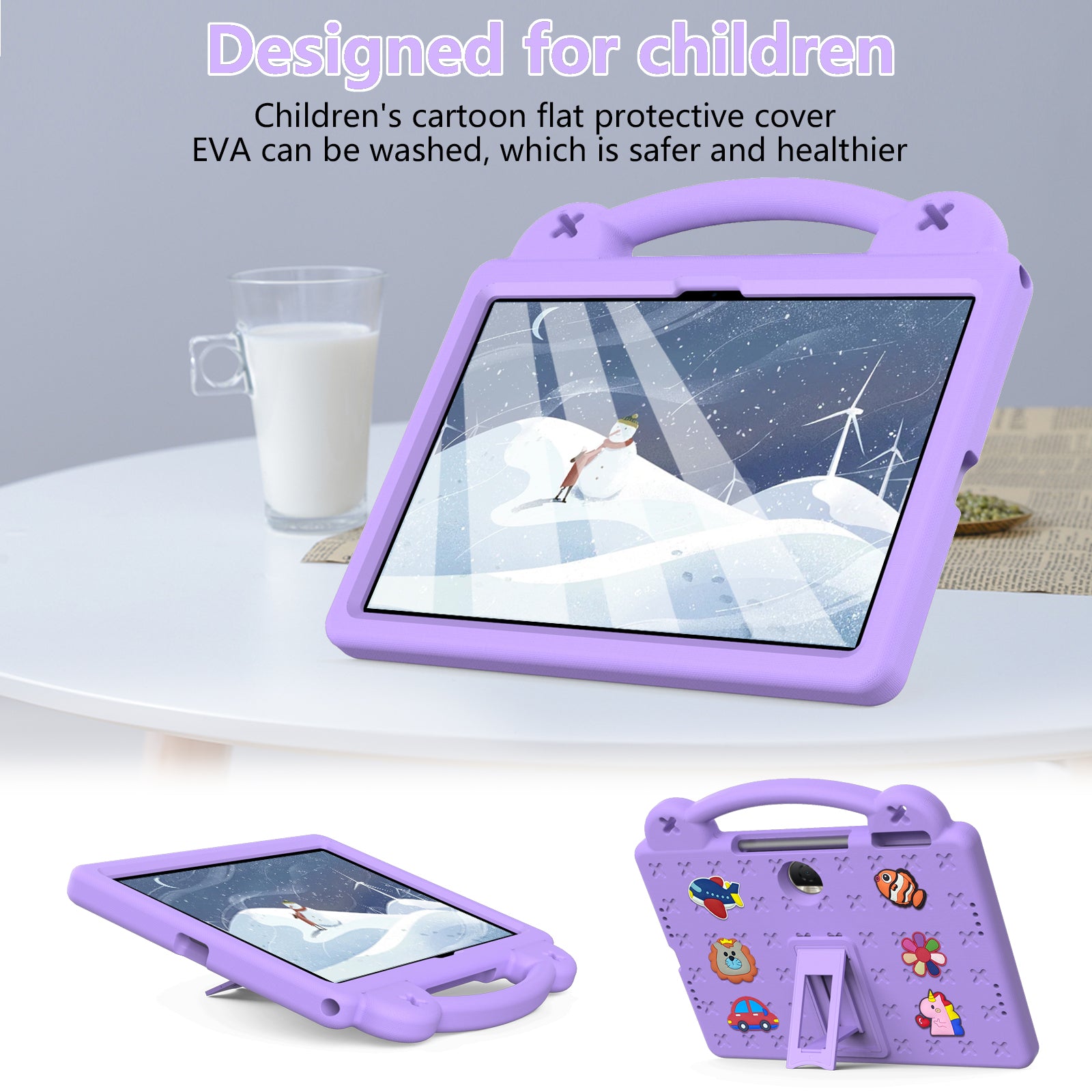 For Honor Pad 9 Tablet Case Anti-scratch EVA Cute Patterns Kickstand Cover with and Handle
