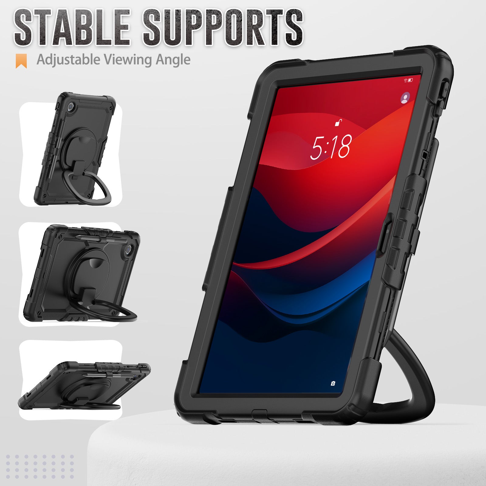 For Lenovo Tab M11 / Xiaoxin Pad 11 2024 TB-330FU / TB-331FC Case Kickstand PC+Silicone Tablet Cover with Strap