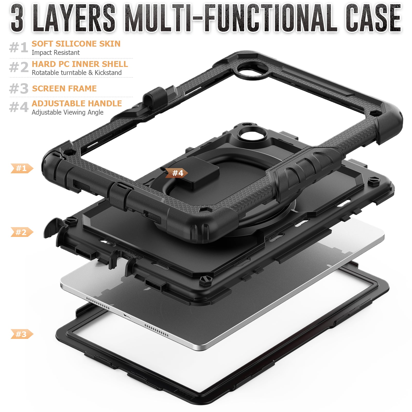 For Lenovo Tab M11 / Xiaoxin Pad 11 2024 TB-330FU / TB-331FC Case Kickstand PC+Silicone Tablet Cover with Strap