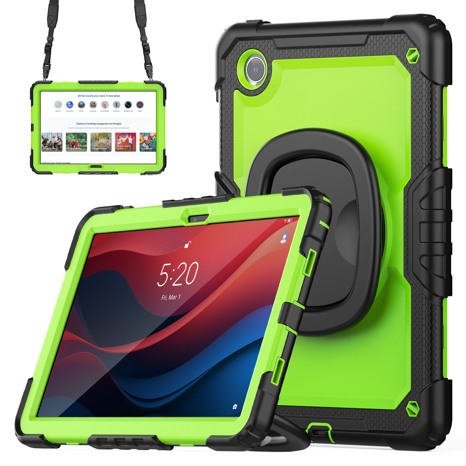 For Lenovo Tab M11 / Xiaoxin Pad 11 2024 TB-330FU / TB-331FC Case Kickstand PC+Silicone Tablet Cover with Strap