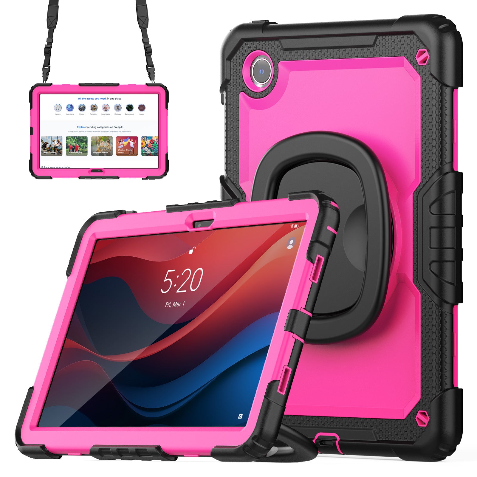For Lenovo Tab M11 / Xiaoxin Pad 11 2024 TB-330FU / TB-331FC Case Kickstand PC+Silicone Tablet Cover with Strap
