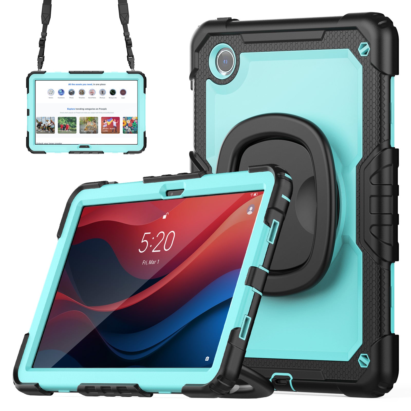 For Lenovo Tab M11 / Xiaoxin Pad 11 2024 TB-330FU / TB-331FC Case Kickstand PC+Silicone Tablet Cover with Strap