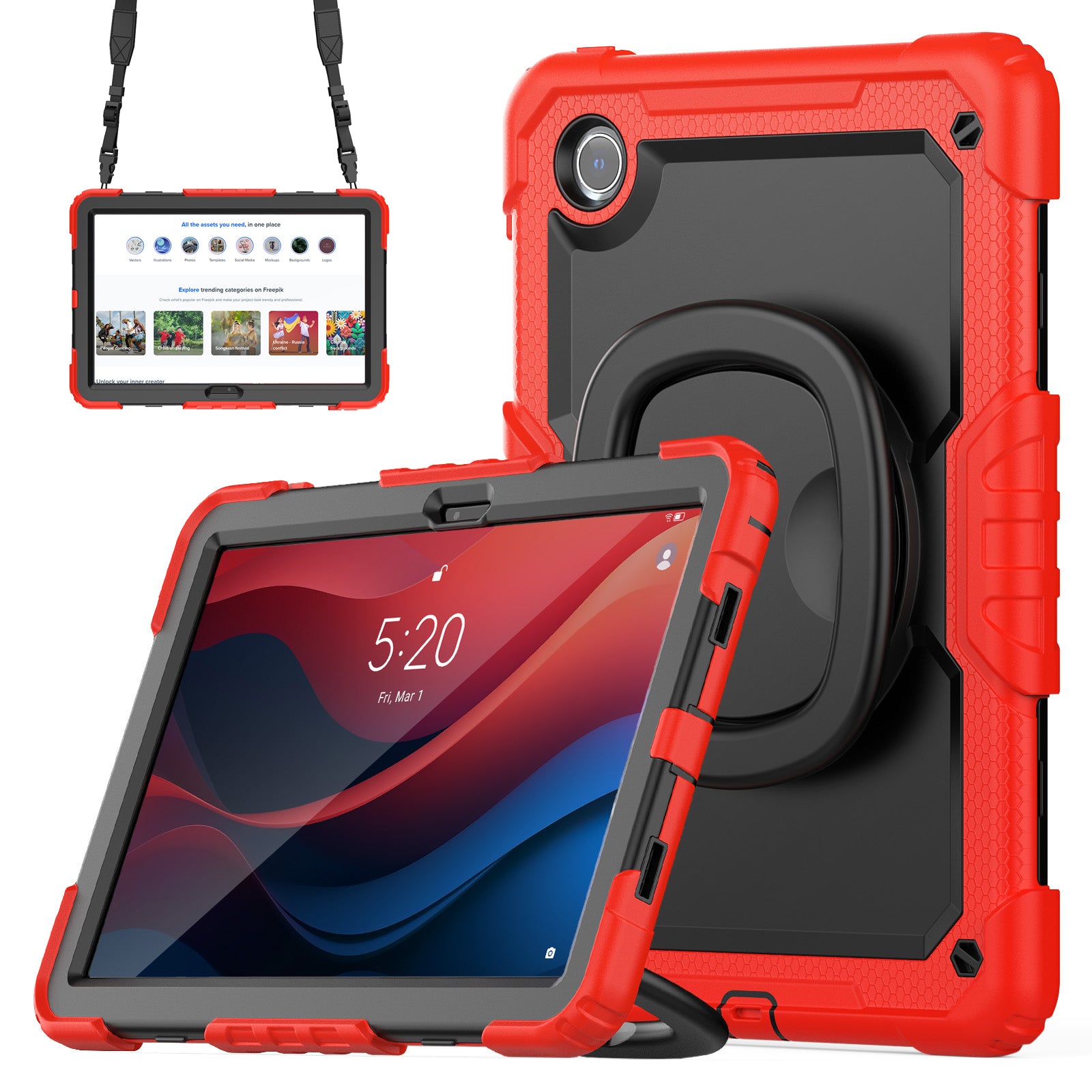 For Lenovo Tab M11 / Xiaoxin Pad 11 2024 TB-330FU / TB-331FC Case Kickstand PC+Silicone Tablet Cover with Strap