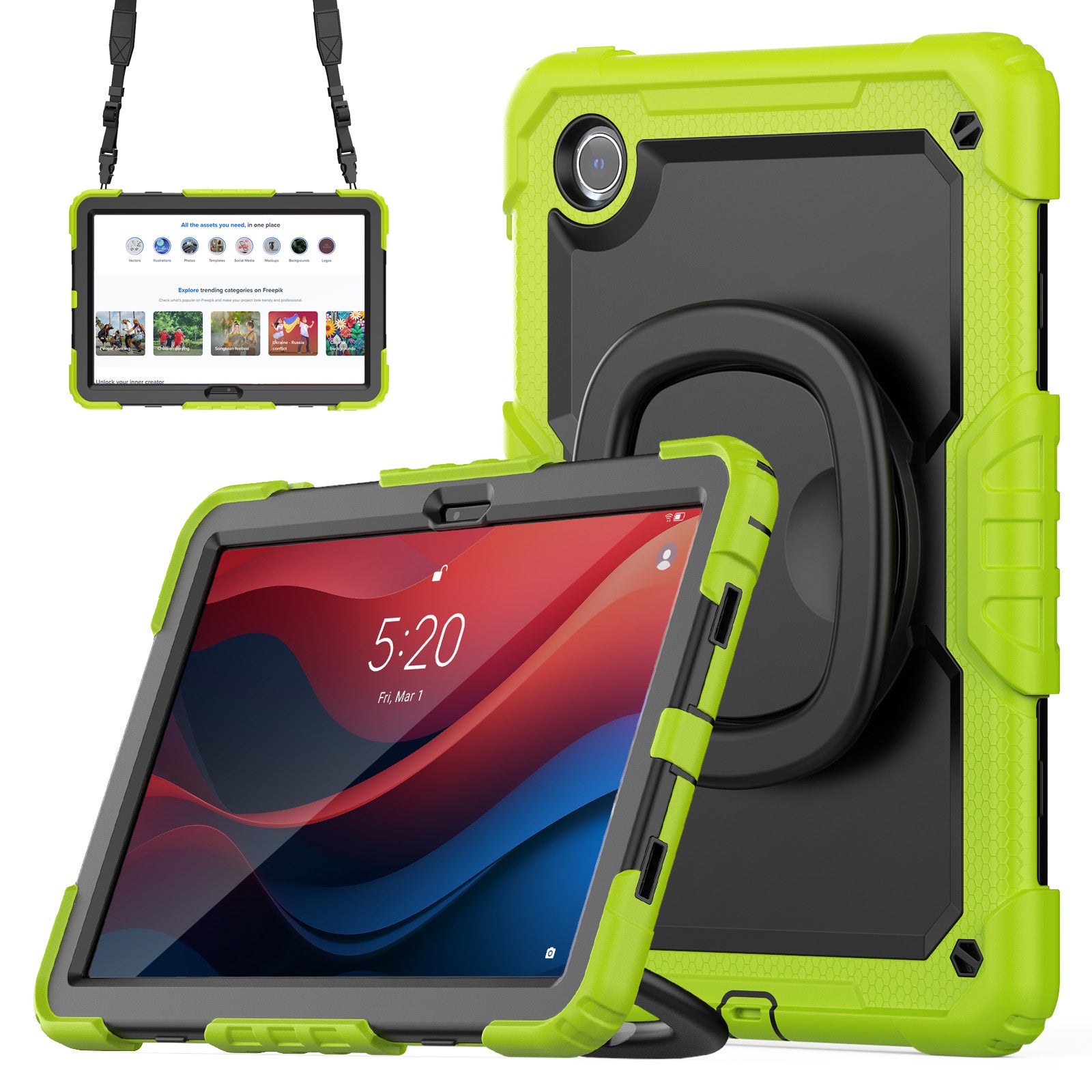 For Lenovo Tab M11 / Xiaoxin Pad 11 2024 TB-330FU / TB-331FC Case Kickstand PC+Silicone Tablet Cover with Strap