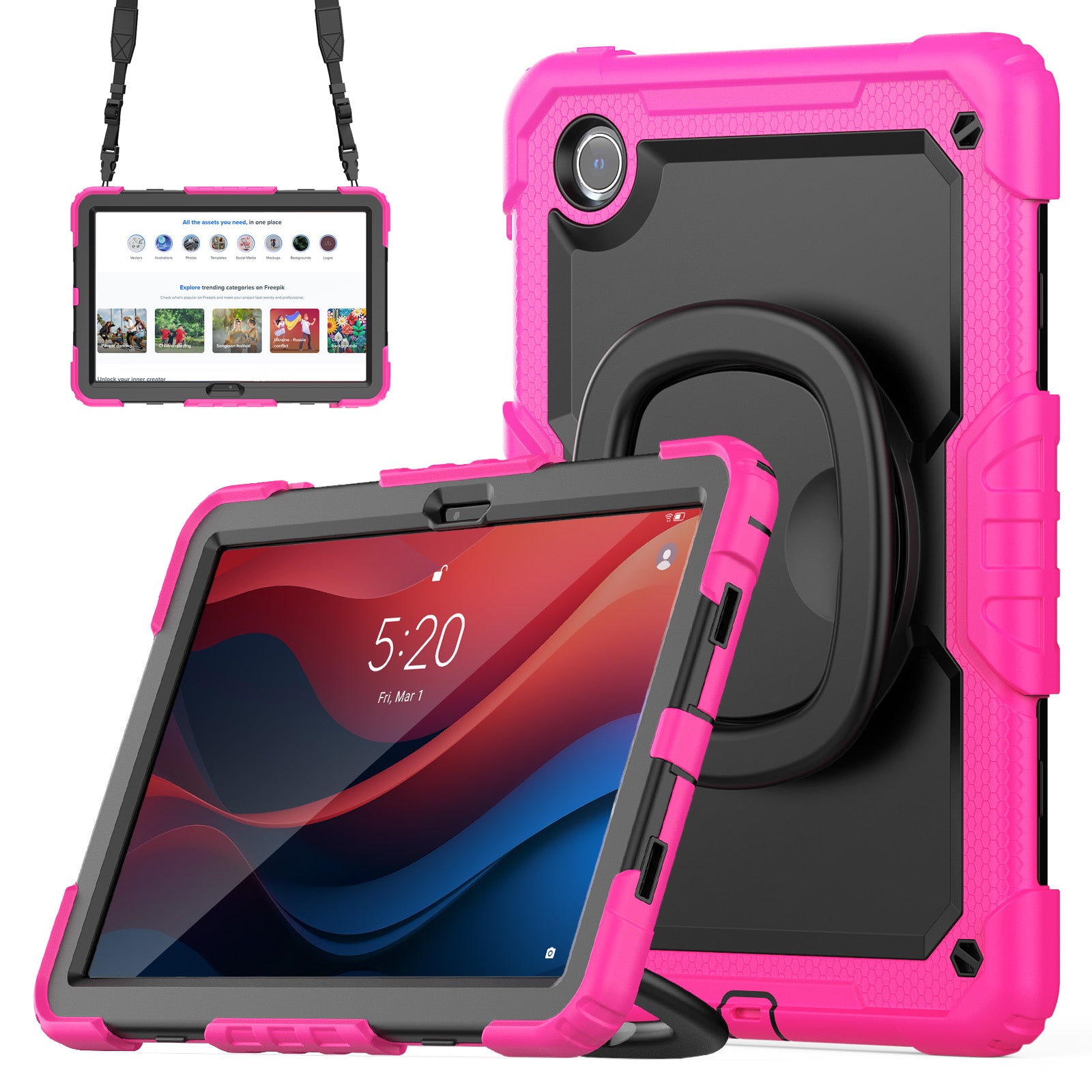 For Lenovo Tab M11 / Xiaoxin Pad 11 2024 TB-330FU / TB-331FC Case Kickstand PC+Silicone Tablet Cover with Strap