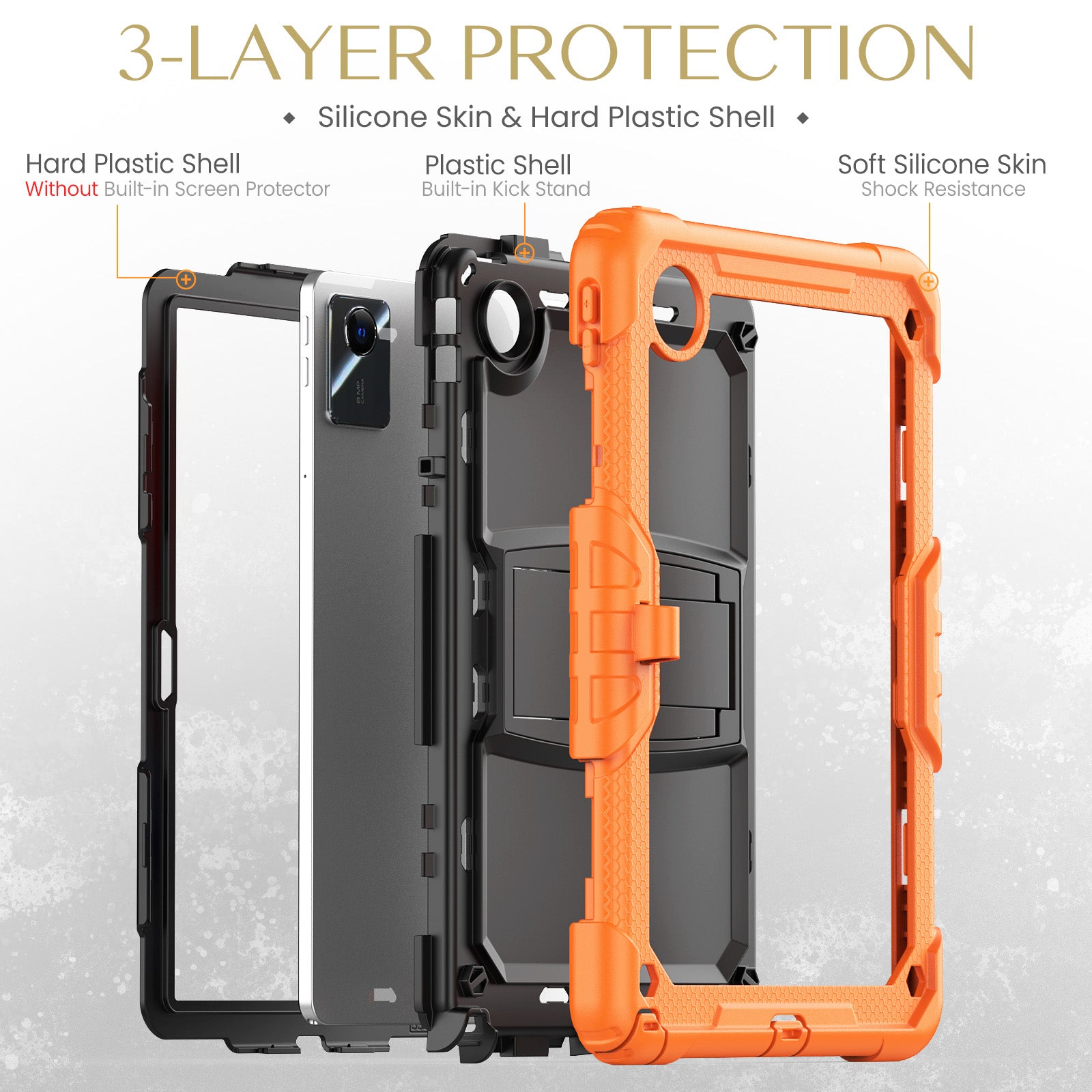 For Lenovo Tab M11 / Xiaoxin Pad 11 2024 TB-330FU / TB-331FC Case PC+Silicone Kickstand Tablet Cover with Strap