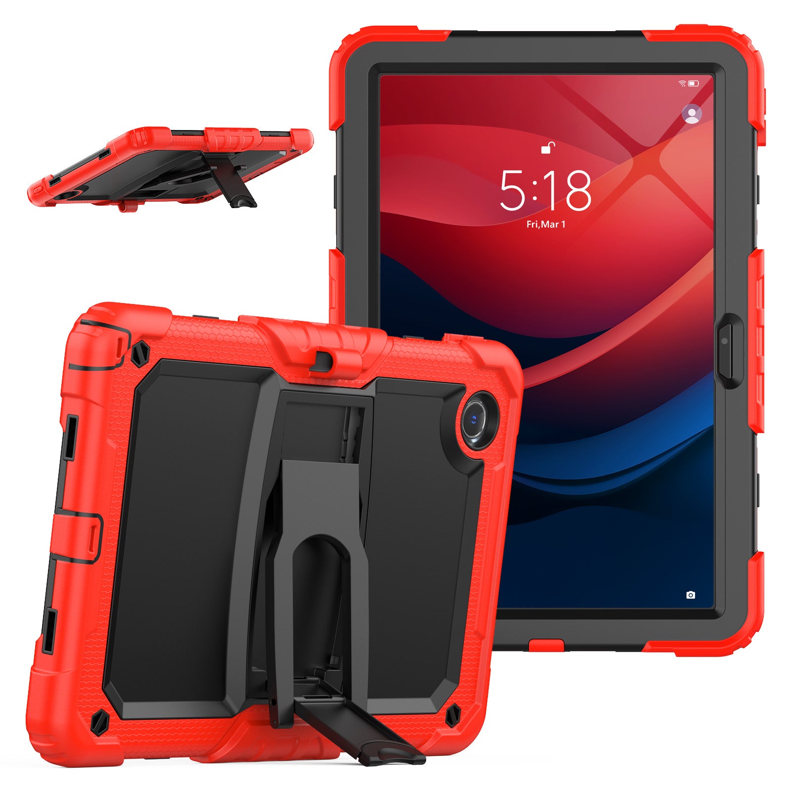 For Lenovo Tab M11 / Xiaoxin Pad 11 2024 TB-330FU / TB-331FC Case PC+Silicone Kickstand Tablet Cover with Strap