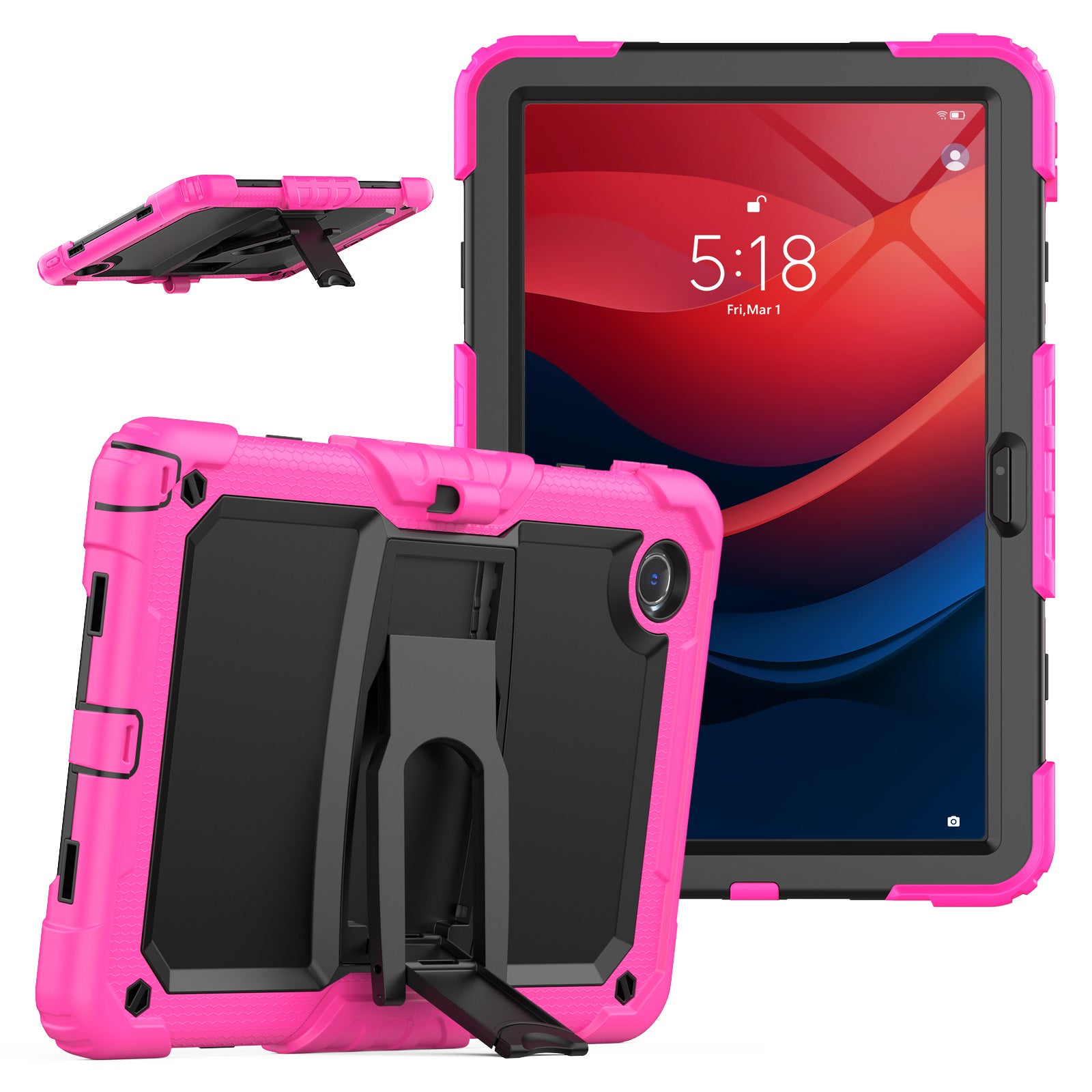For Lenovo Tab M11 / Xiaoxin Pad 11 2024 TB-330FU / TB-331FC Case PC+Silicone Kickstand Tablet Cover with Strap