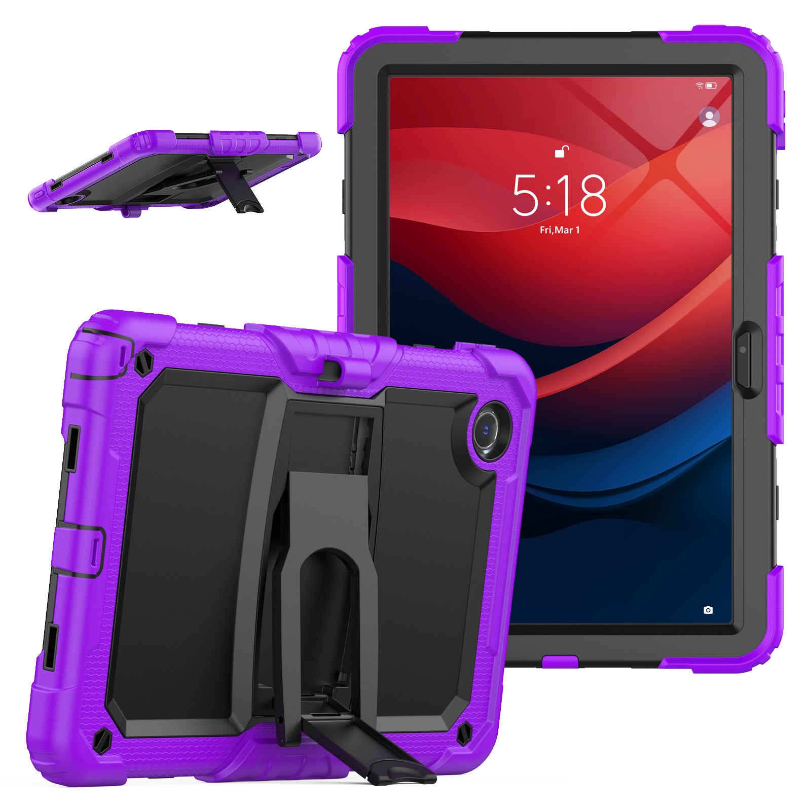 For Lenovo Tab M11 / Xiaoxin Pad 11 2024 TB-330FU / TB-331FC Case PC+Silicone Kickstand Tablet Cover with Strap