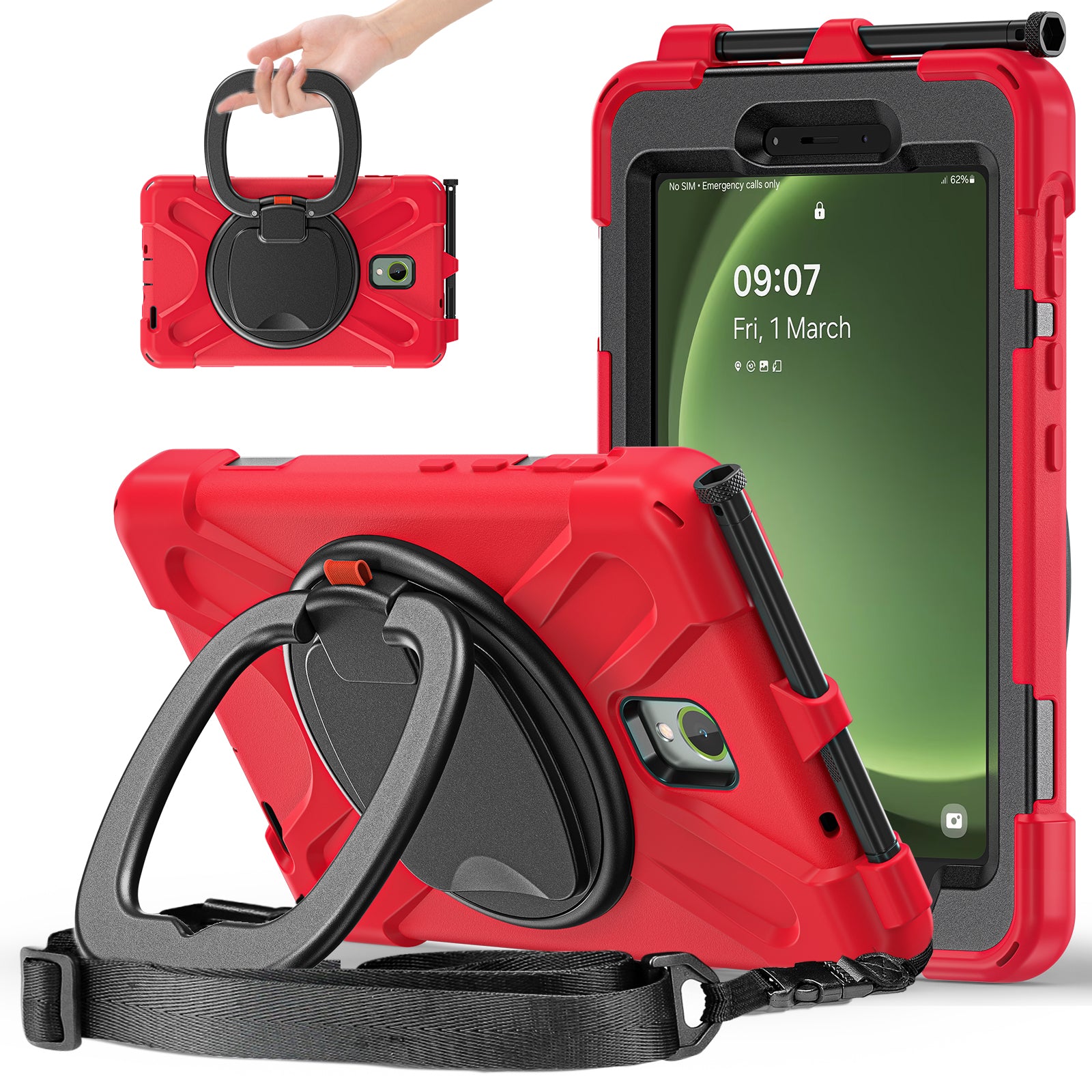 For Samsung Galaxy Tab Active5 SM-X300 Case Kickstand Rugged Tablet Cover with Shoulder Strap