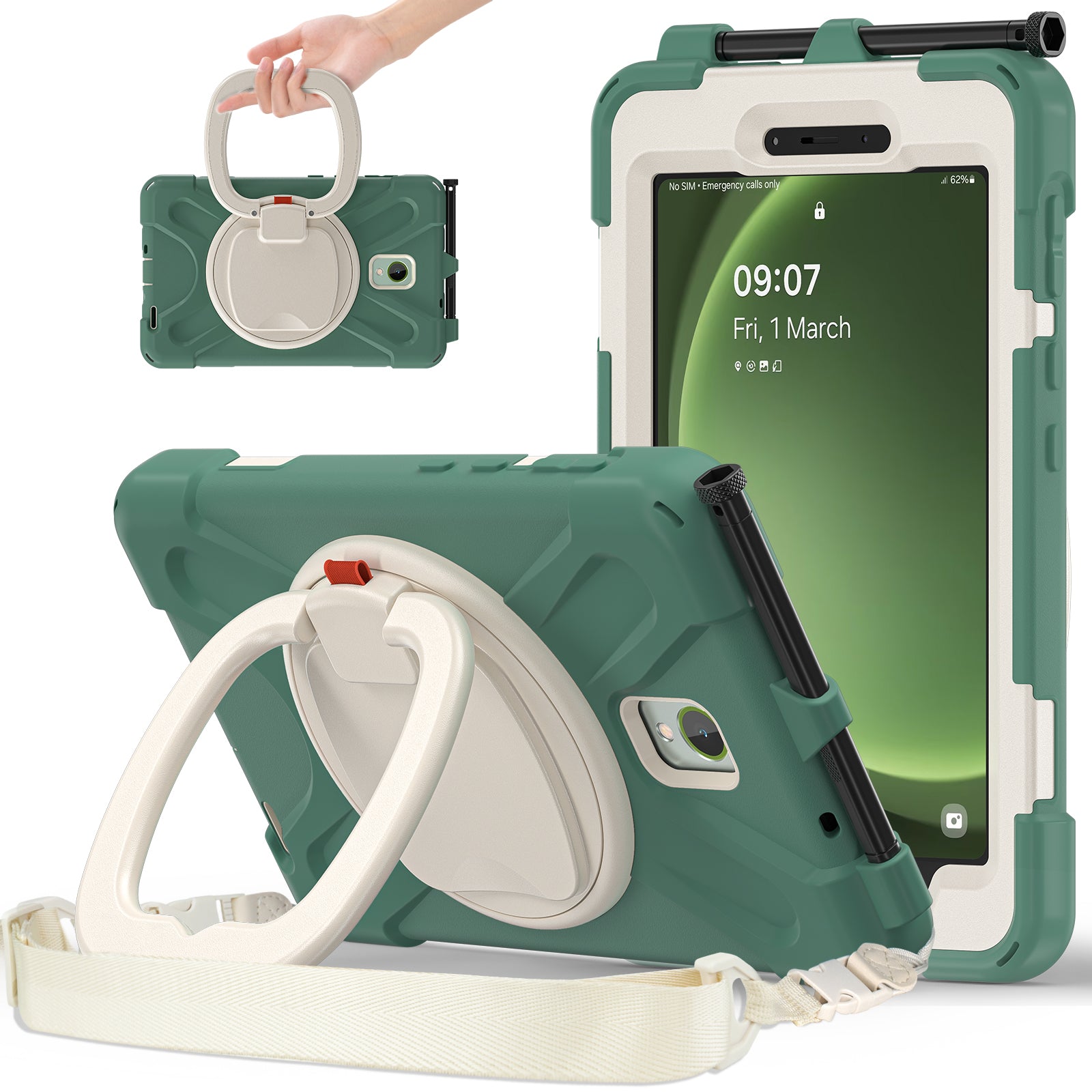 For Samsung Galaxy Tab Active5 SM-X300 Case Kickstand Rugged Tablet Cover with Shoulder Strap