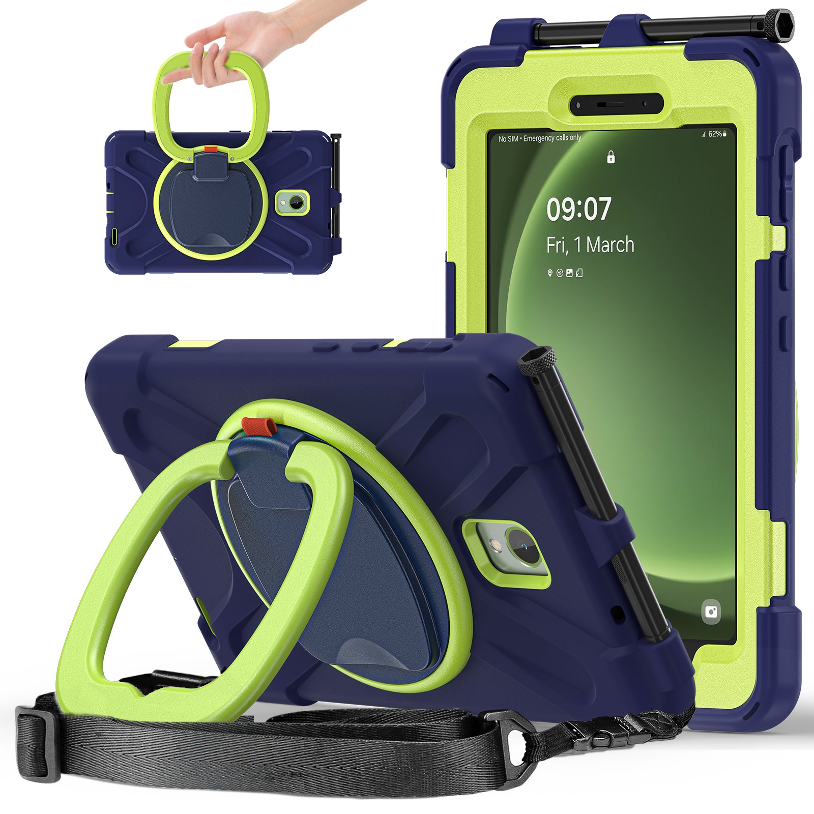 For Samsung Galaxy Tab Active5 SM-X300 Case Kickstand Rugged Tablet Cover with Shoulder Strap