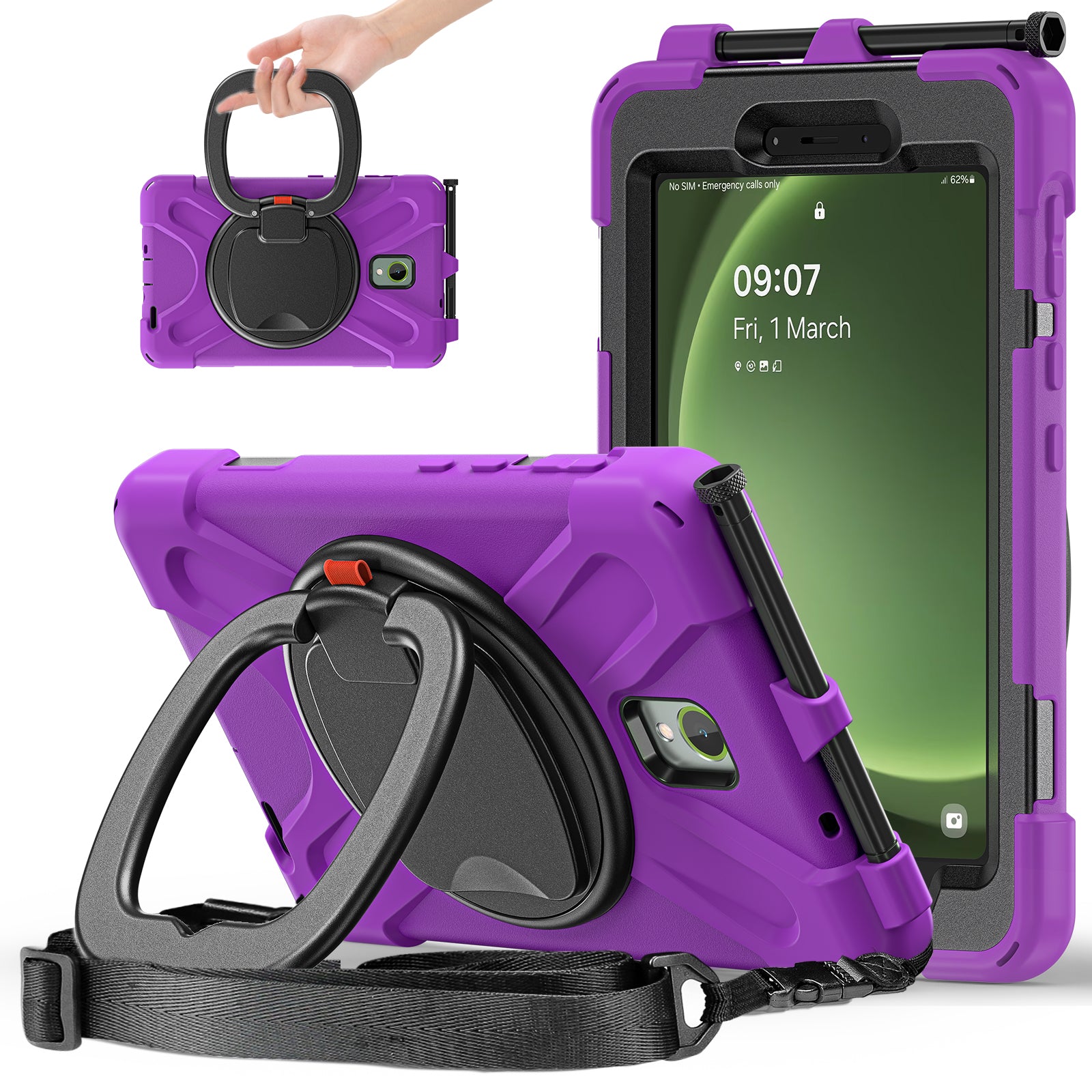 For Samsung Galaxy Tab Active5 SM-X300 Case Kickstand Rugged Tablet Cover with Shoulder Strap