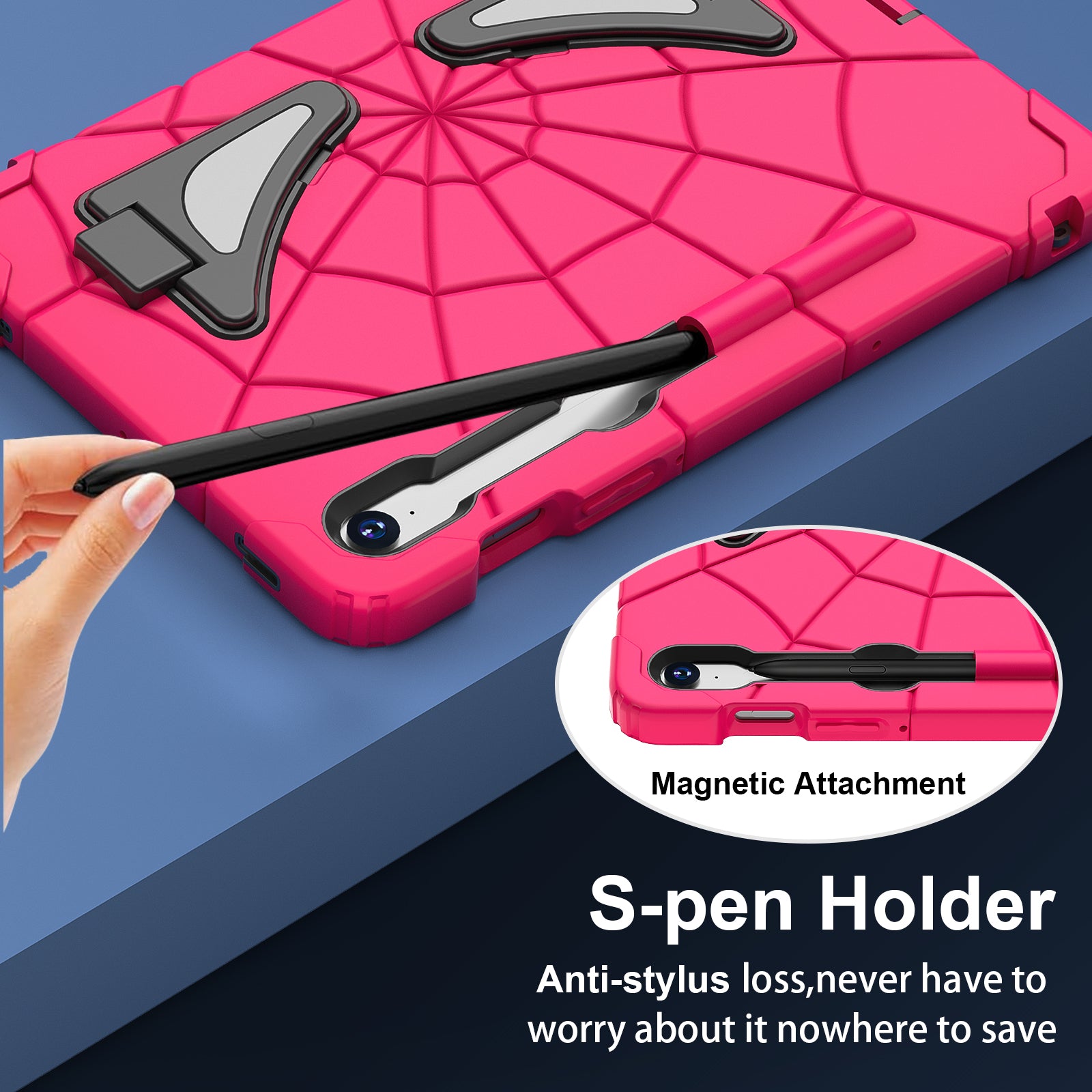 For Samsung Galaxy Tab S7 / S8 / S9 SM-X710 / S9 FE Case Spider Web Silicone+PC Rugged Protective Cover