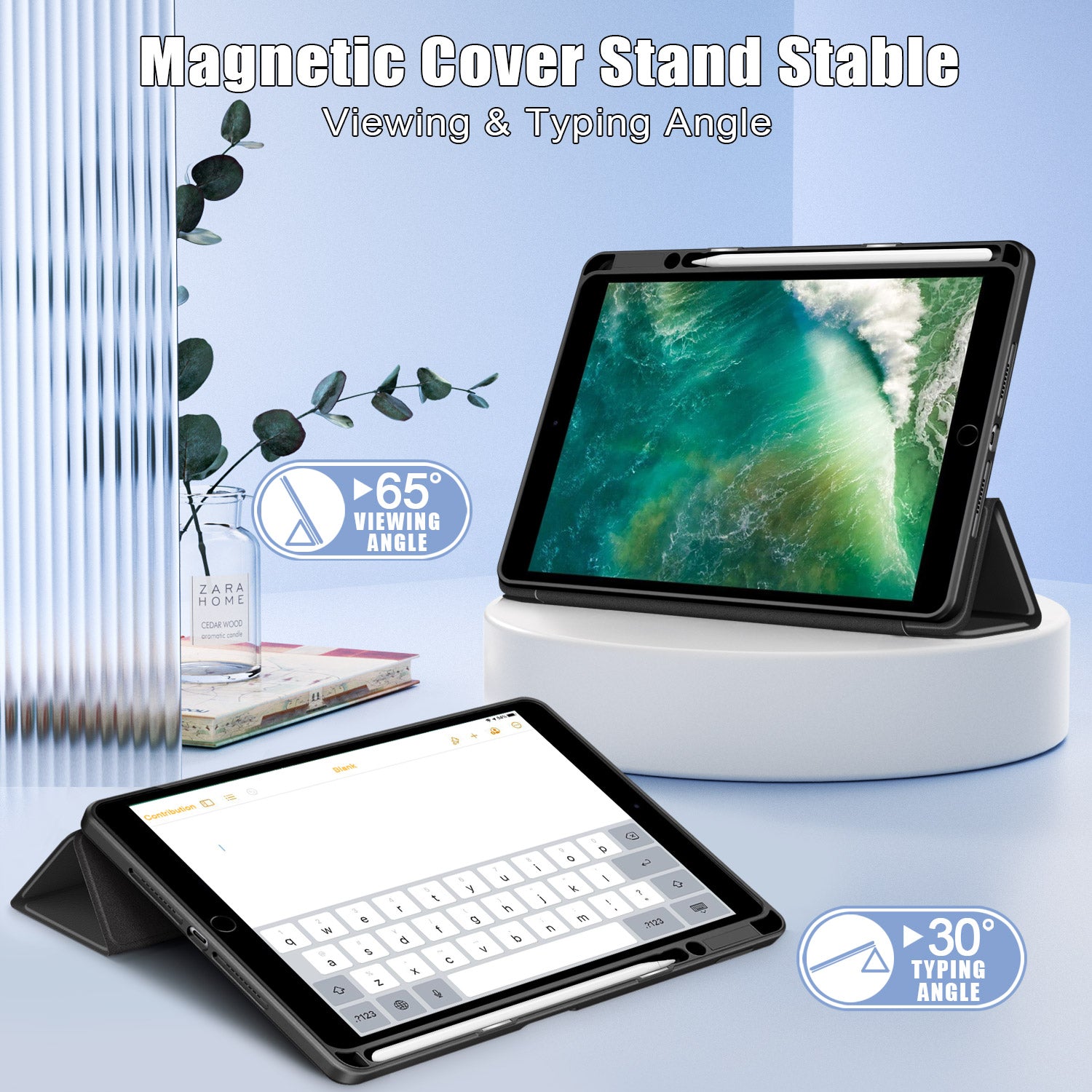 Case for iPad 10.2 (2019) / (2020) / (2021) / iPad Pro 10.5-inch (2017) / Air 10.5 inch (2019) Tri-fold Stand Leather Cover