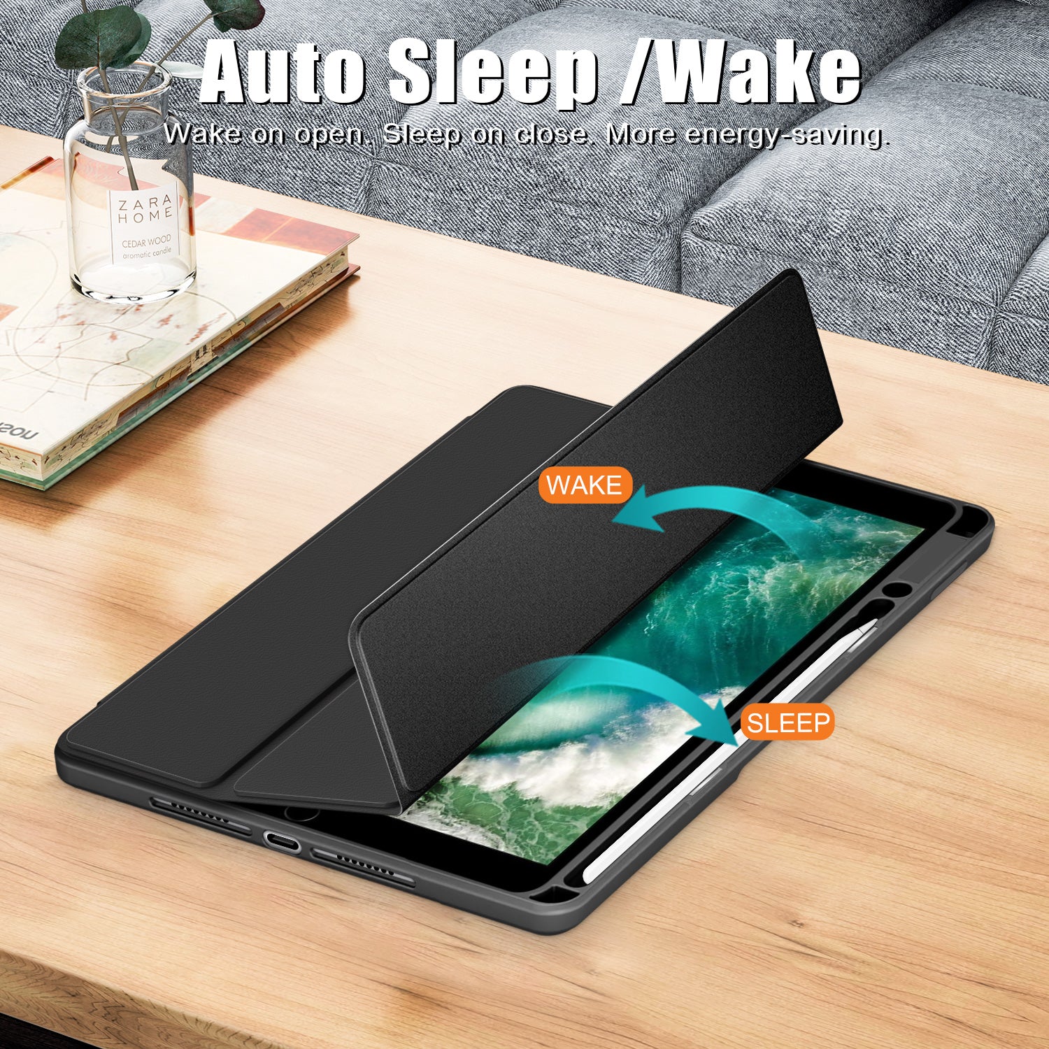Case for iPad 10.2 (2019) / (2020) / (2021) / iPad Pro 10.5-inch (2017) / Air 10.5 inch (2019) Tri-fold Stand Leather Cover