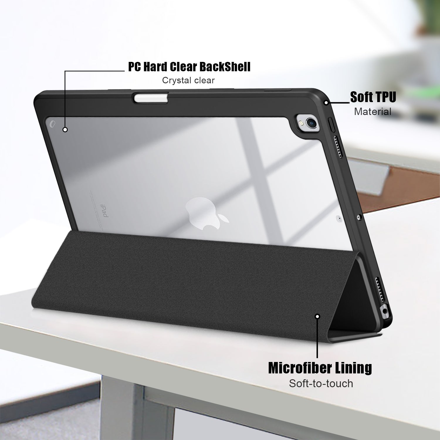 Case for iPad 10.2 (2019) / (2020) / (2021) / iPad Pro 10.5-inch (2017) / Air 10.5 inch (2019) Tri-fold Stand Leather Cover