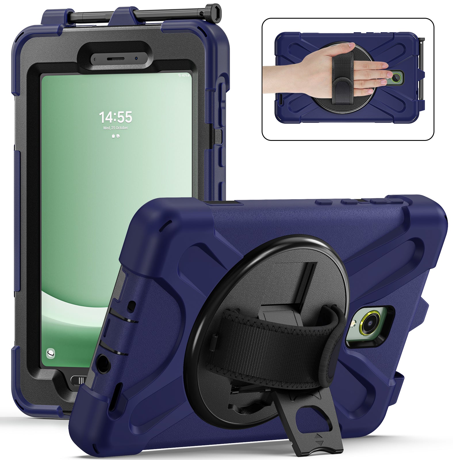 For Samsung Galaxy Tab Active 3 T570 / Tab Active5 X306B Case Hand Strap Kickstand PC+Silicone Rugged Cover