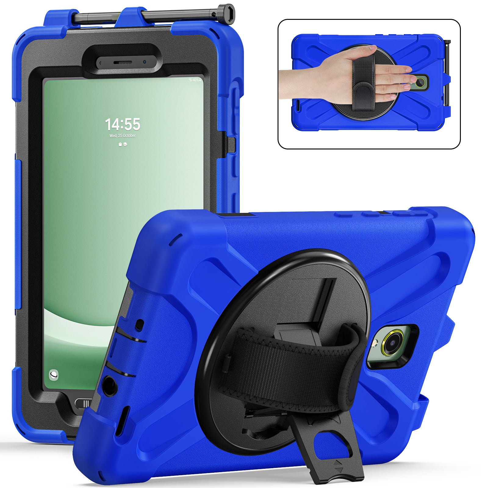 For Samsung Galaxy Tab Active 3 T570 / Tab Active5 X306B Case Hand Strap Kickstand PC+Silicone Rugged Cover