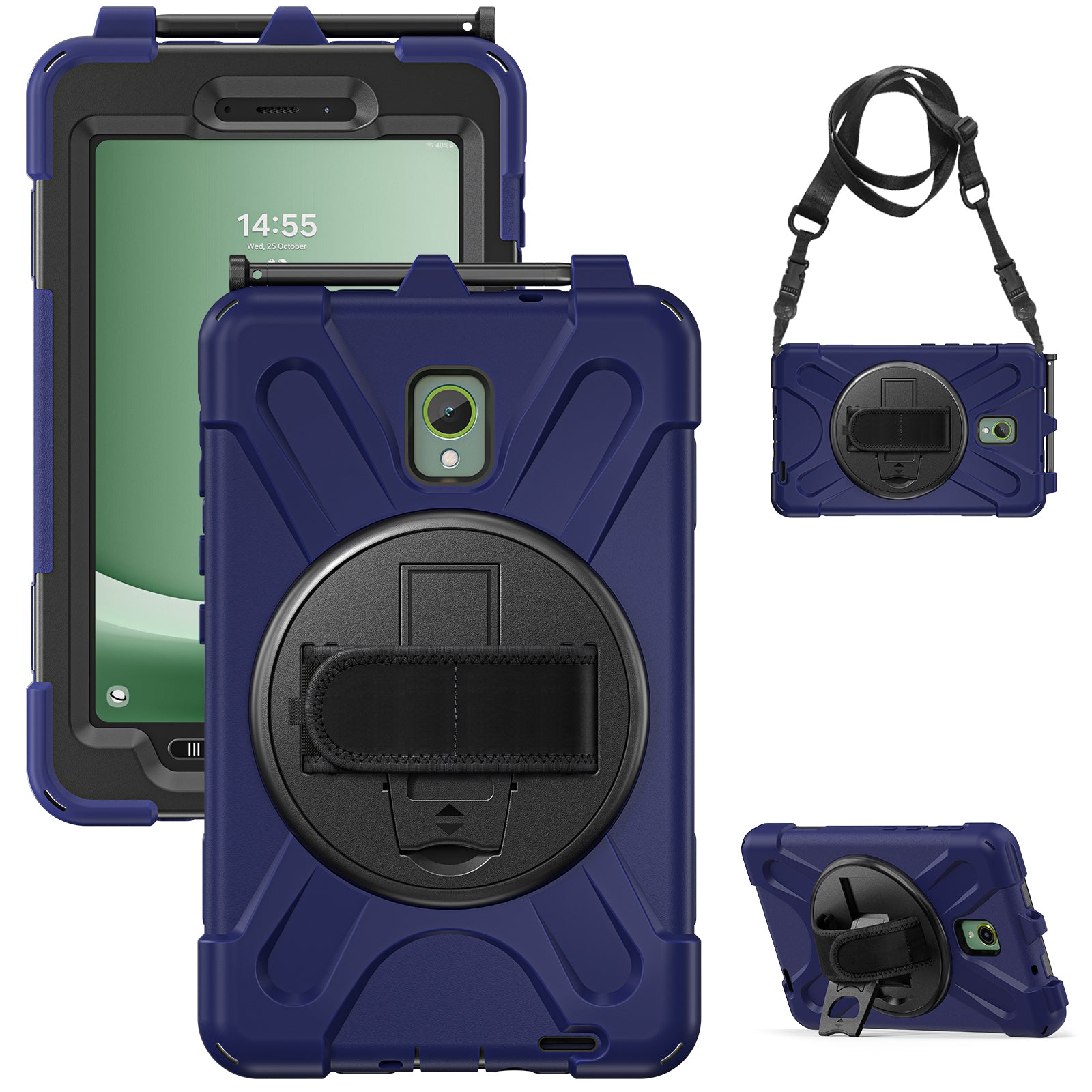 For Samsung Galaxy Tab Active 3 T570 / Tab Active5 X306B Case PC+Silicone Protective Cover with Shoulder Strap