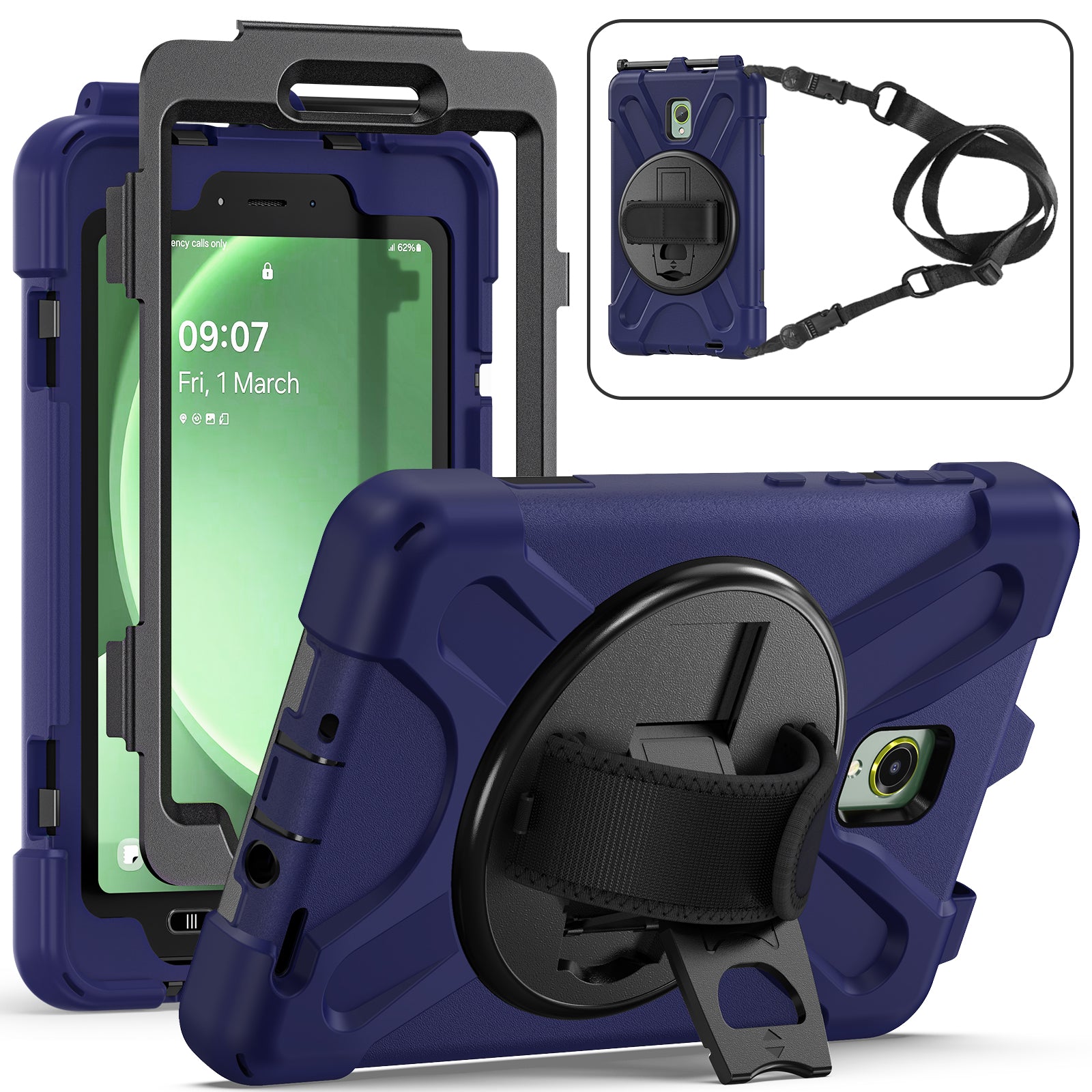 For Samsung Galaxy Tab Active 3 T570 / Tab Active5 X306B Case PC+Silicone Protective Cover with Shoulder Strap