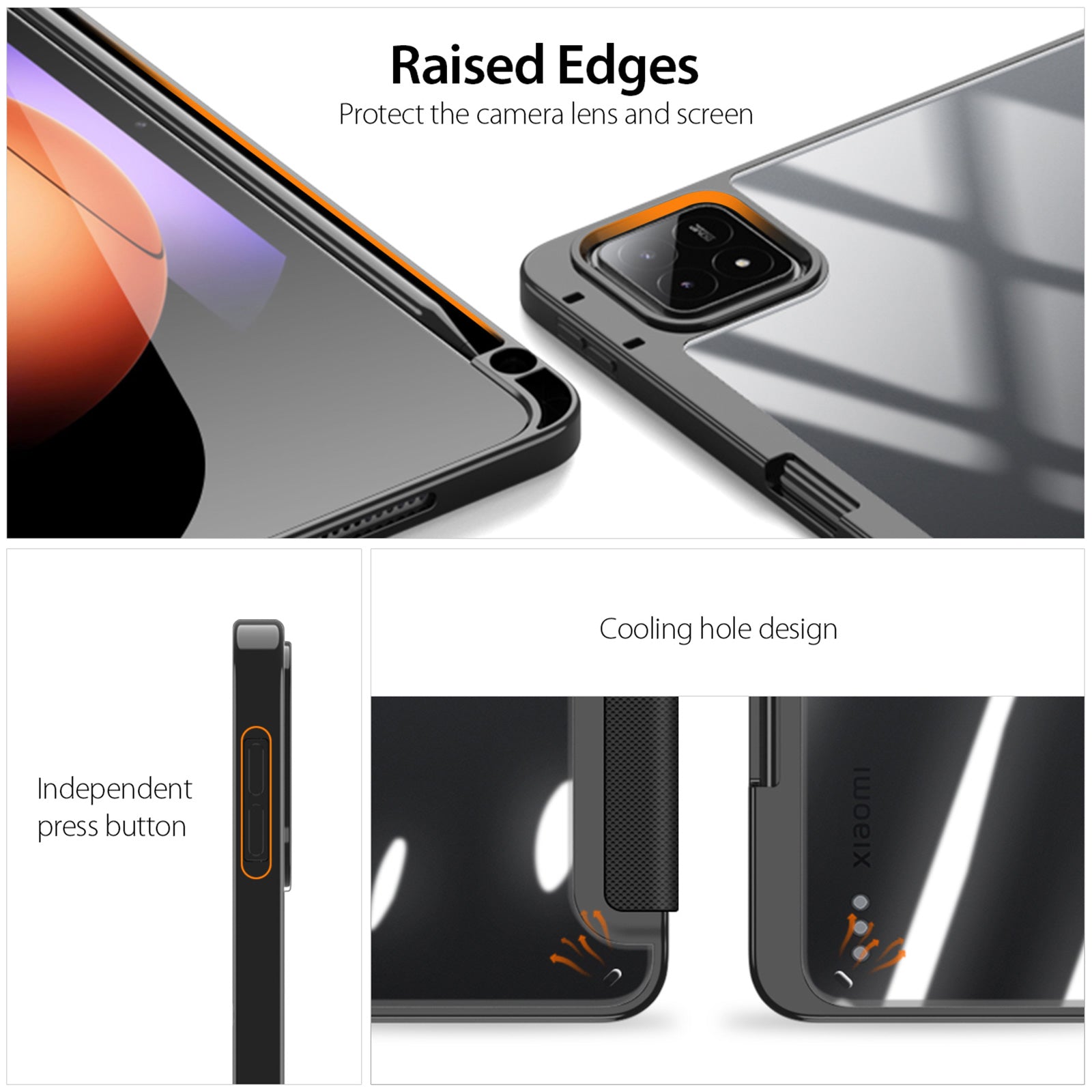 DUX DUCIS TOBY Series For Xiaomi Pad 6S Pro 12.4 Case Tri-fold Stand PU Leather Tablet Cover, Black