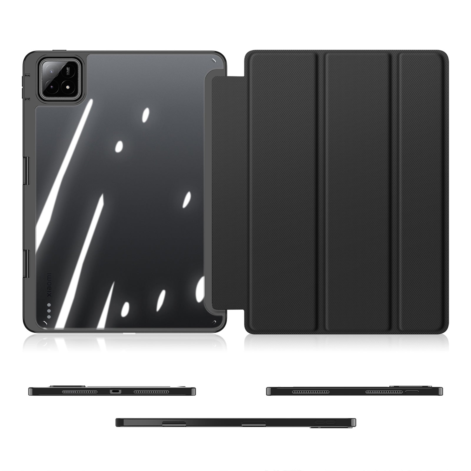 DUX DUCIS TOBY Series For Xiaomi Pad 6S Pro 12.4 Case Tri-fold Stand PU Leather Tablet Cover, Black