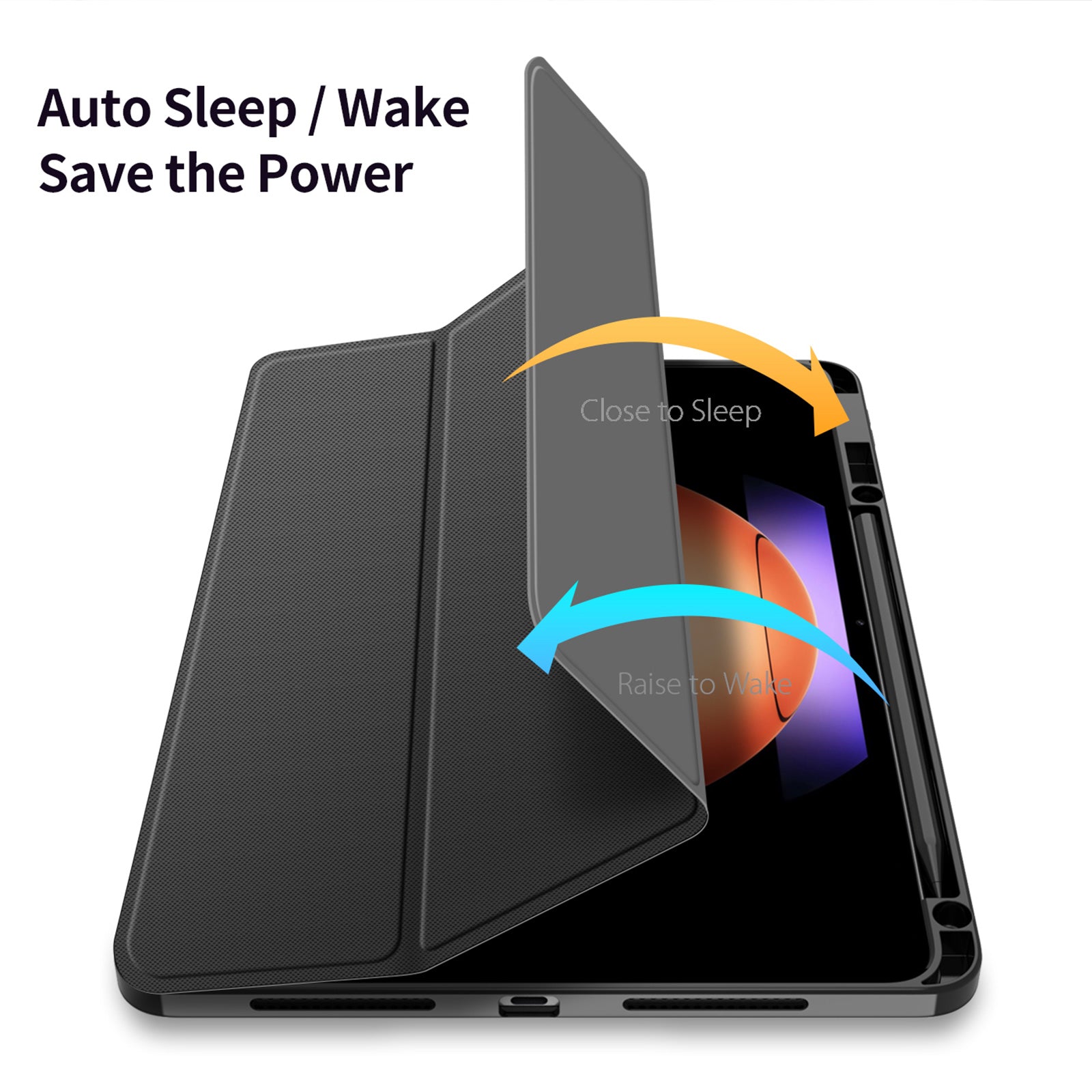 DUX DUCIS TOBY Series For Xiaomi Pad 6S Pro 12.4 Case Tri-fold Stand PU Leather Tablet Cover, Black