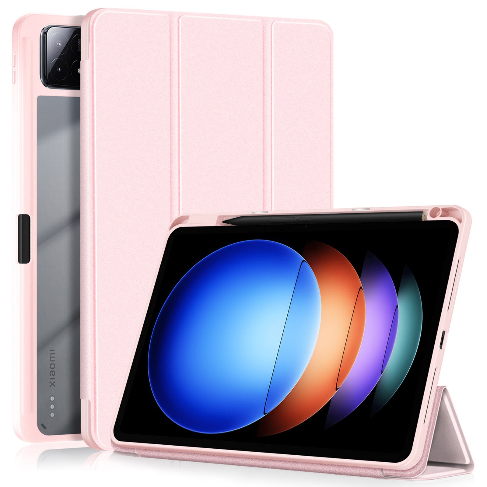 For Xiaomi Pad 6S Pro 12.4 Case Tri-fold Stand PU Leather Tablet Cover with Pen Slot