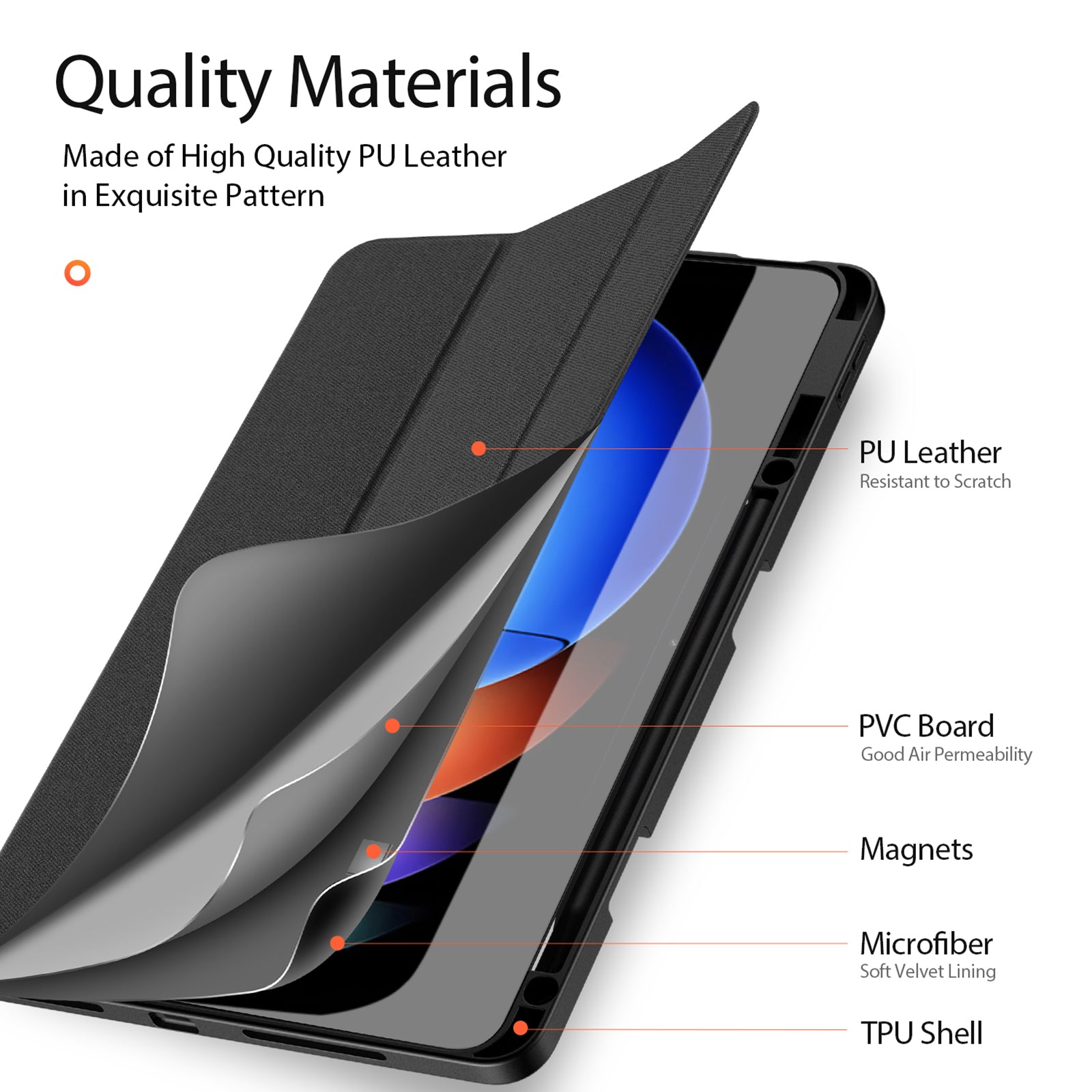 DUX DUCIS Domo Series for Xiaomi Pad 6S Pro 12.4 Leather Case Auto Wake / Sleep Tri-fold Stand Tablet Cover