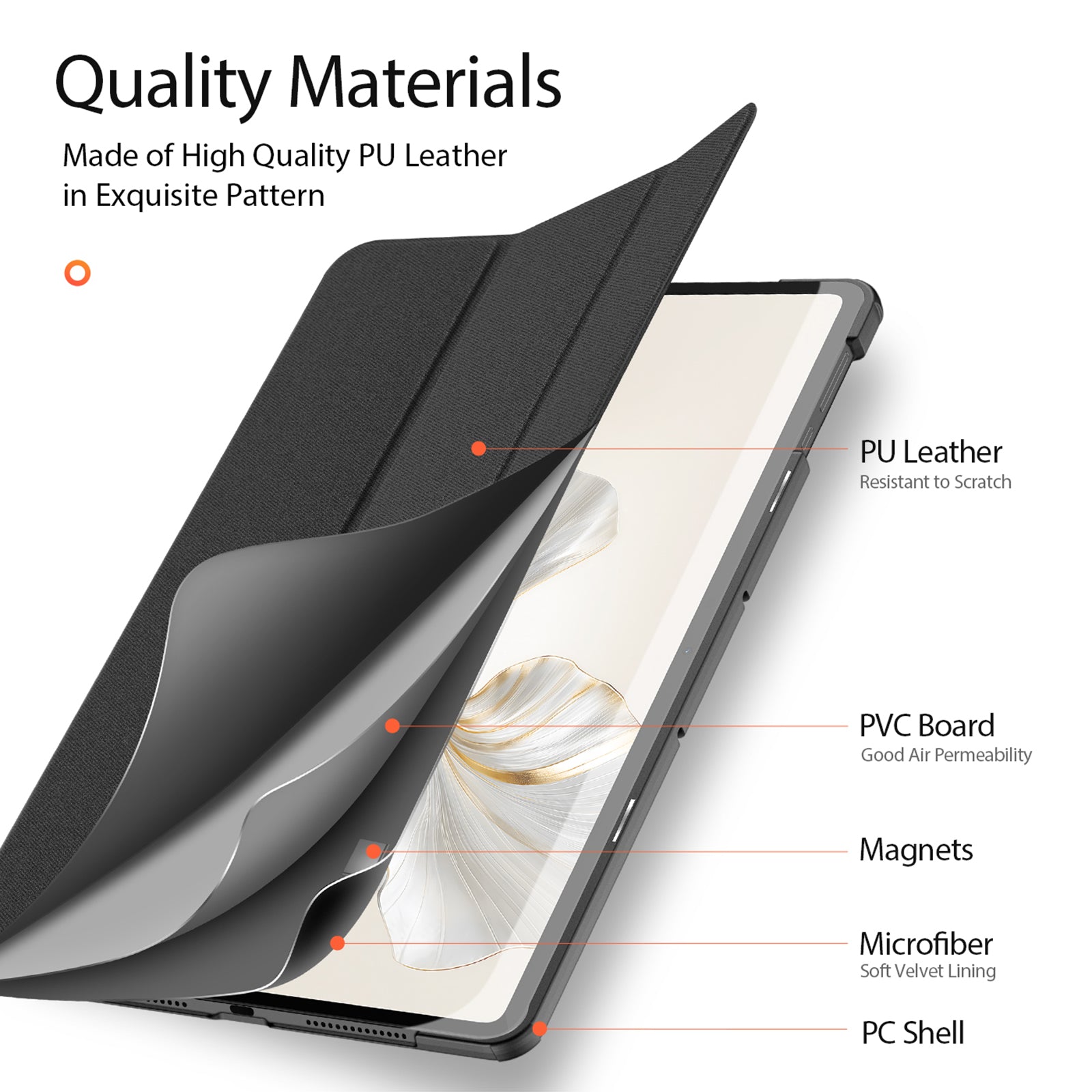 DUX DUCIS Domo Series for Honor Pad 9 Case Tri-fold Stand PU Leather Protective Tablet Cover