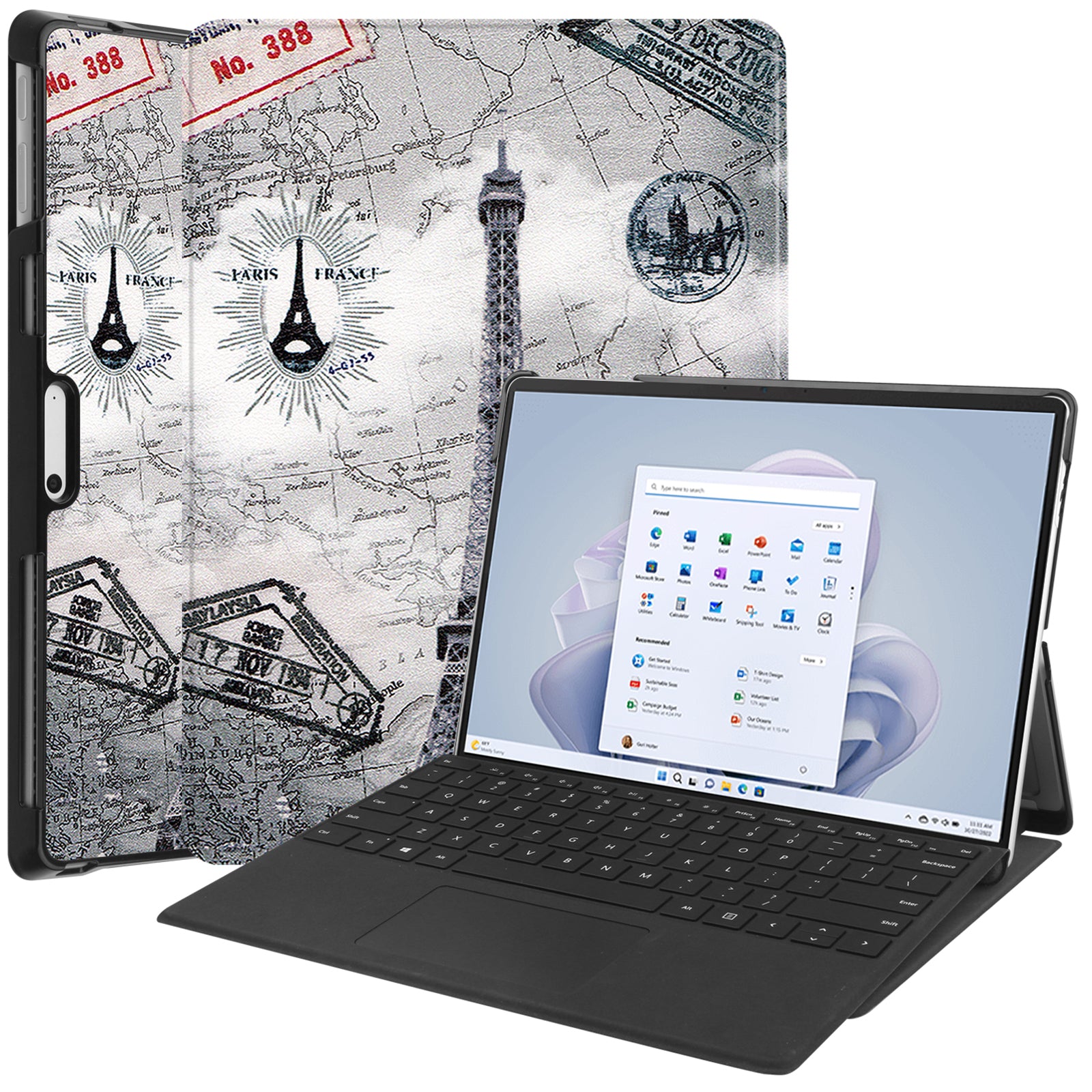 For Microsoft Surface Pro 10 Case PU Leather Pattern Printing Stand Folio Tablet Cover